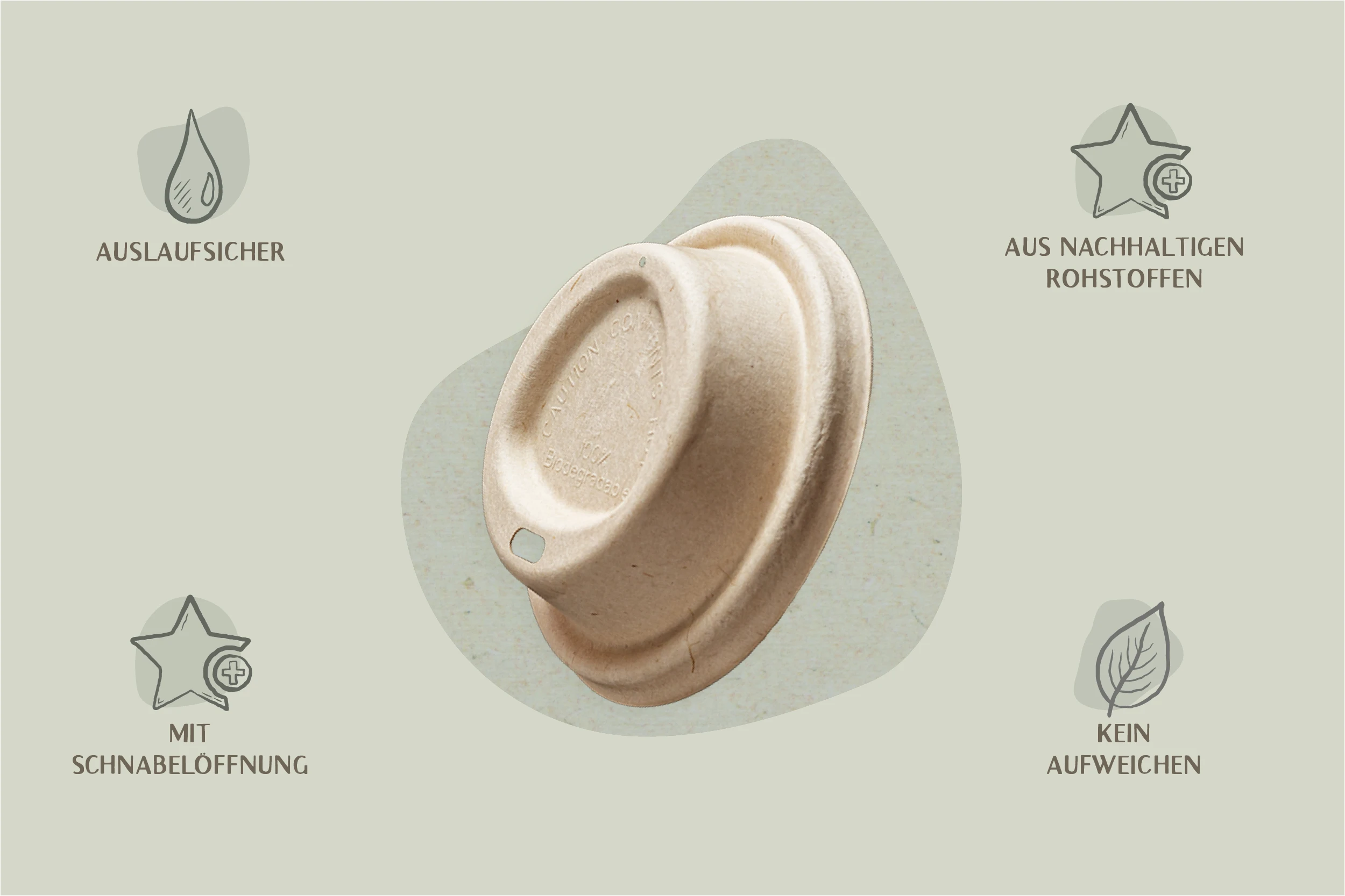Bagasse-Deckel, braun, rund, Ø 8 cm (1.000er Karton)