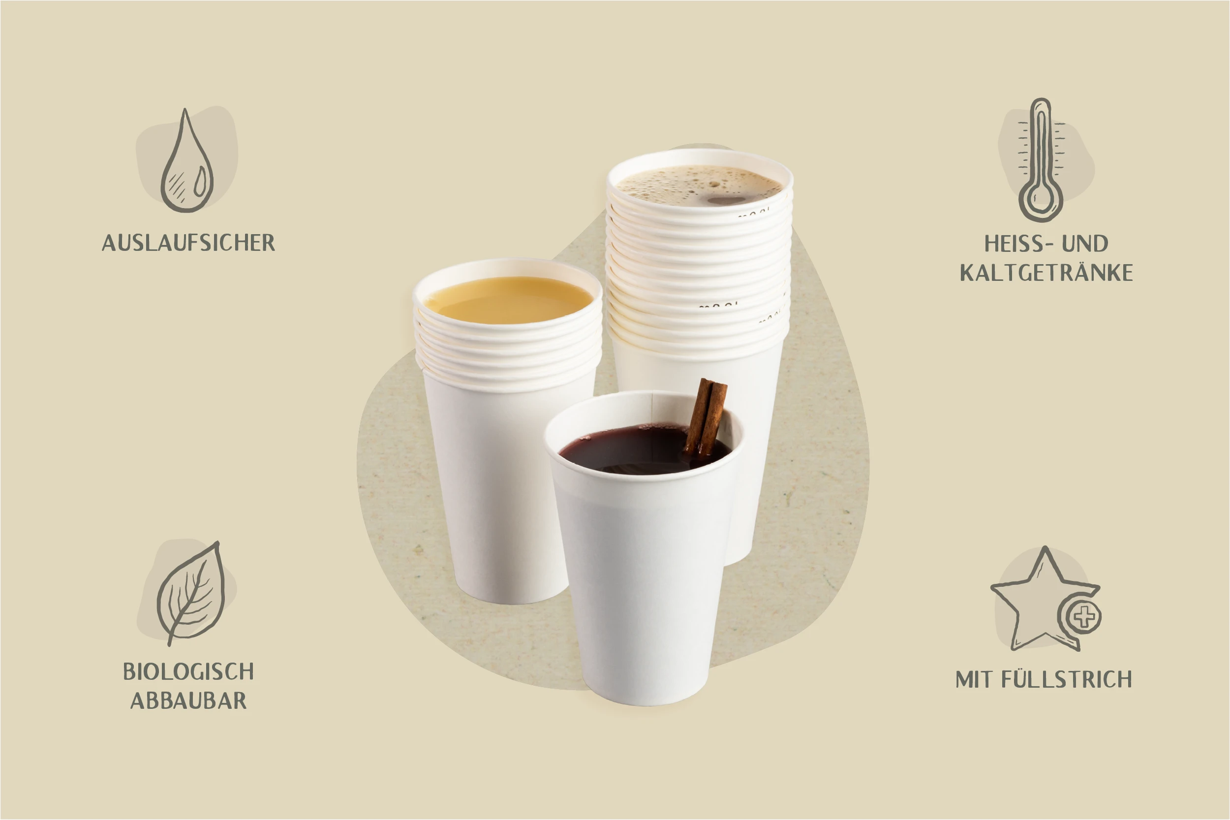 Papp-Trinkbecher für Kalt- & Heißgetränke, weiß, 500 ml, Ø oben 9 x Ø unten 6,1 x Höhe 16,3 cm, 1-wandig (1.000er Karton)