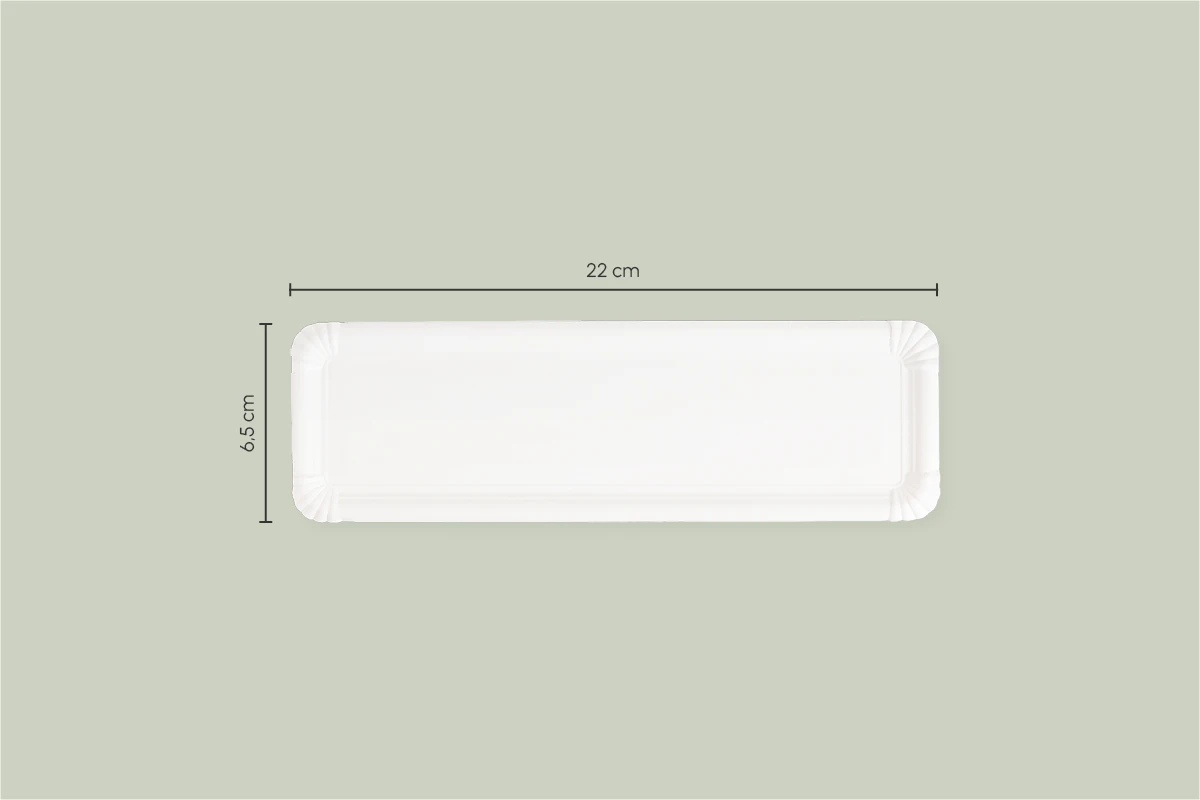 Papp-Teller, weiß, eckig, L 6,5 x B 22 cm (3.000er Karton)