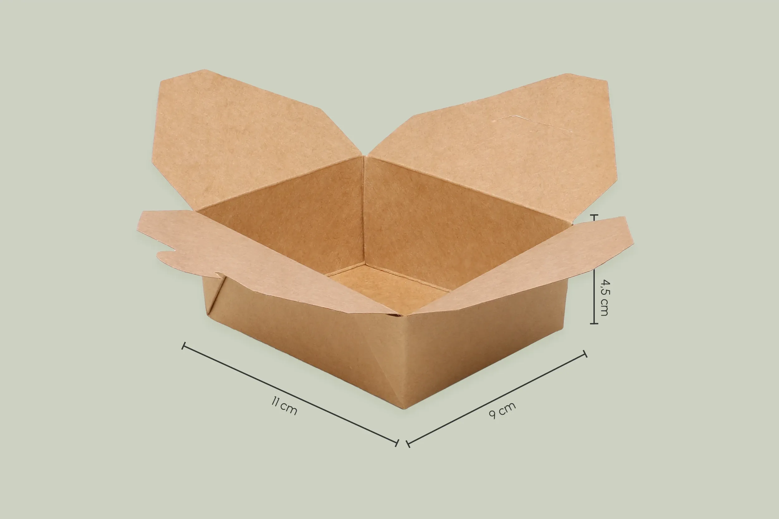 Papp-Lunchbox, braun, 500 ml, L 11 x B 8,8 x H 4,5 cm, unbedruckt, matt (450er Karton)