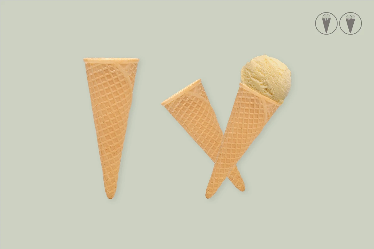 Waffeltüte, halbsüß, Ø 4,5 x H 11,5 cm, Kt. Nr. 09 (756er Karton)