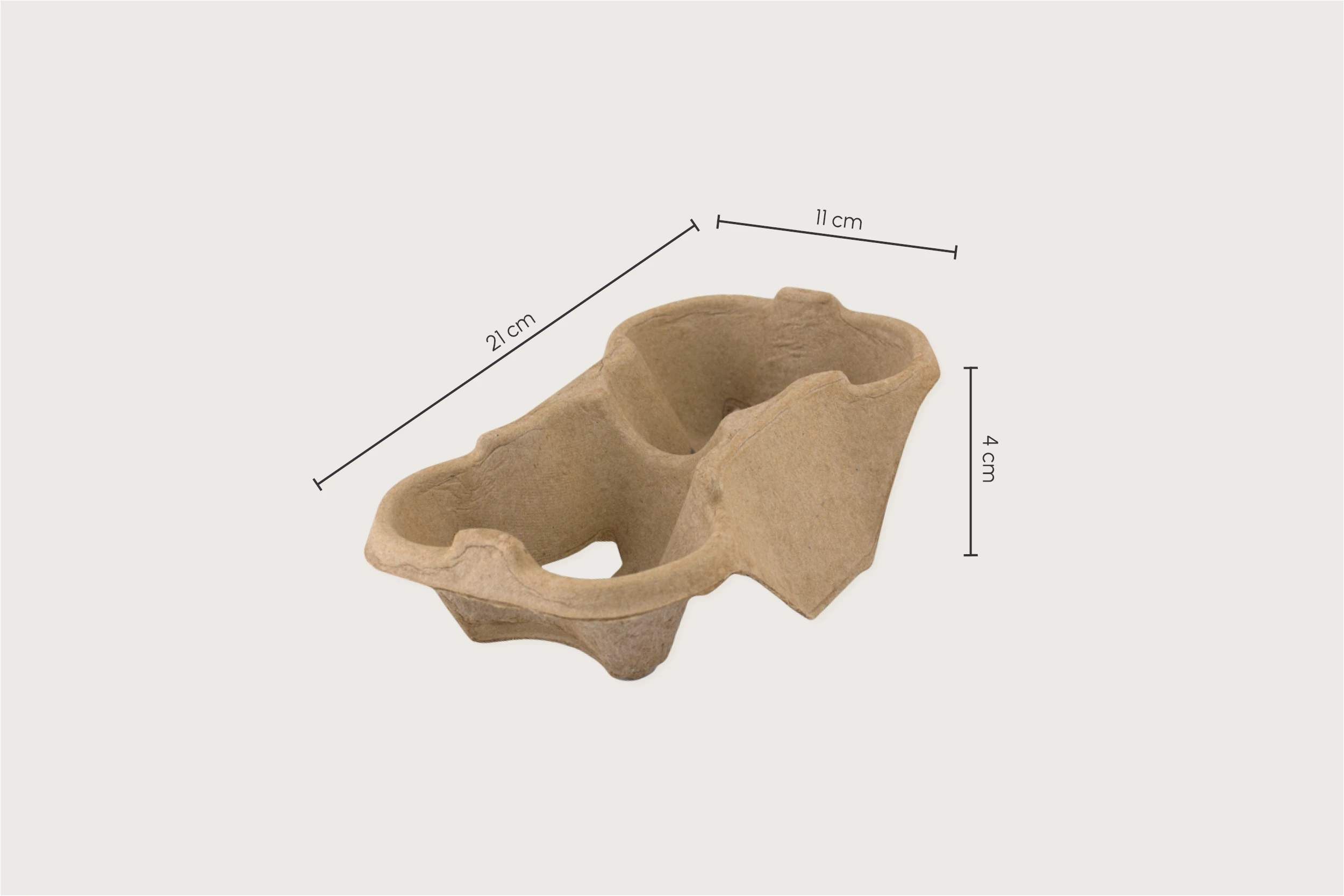 Cup-Carriere 2-Cups, Pappe, braun, L 21 x B 11 x H 4 cm (360er Karton)