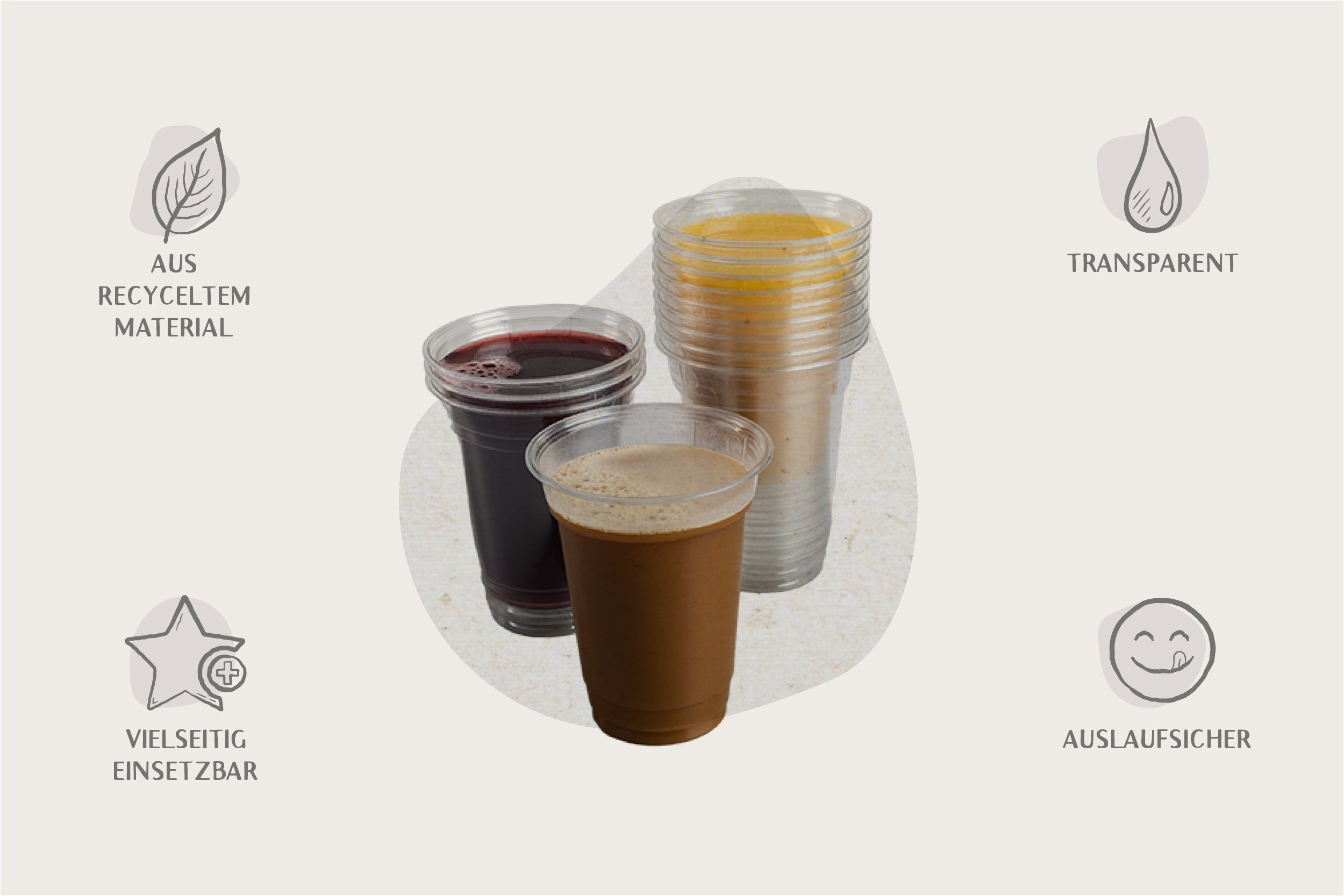 R-PET-Trinkbecher, transparent, 500 ml, Ø oben 9,5 x Ø unten 5,7 x Höhe 15 cm (800er Karton)