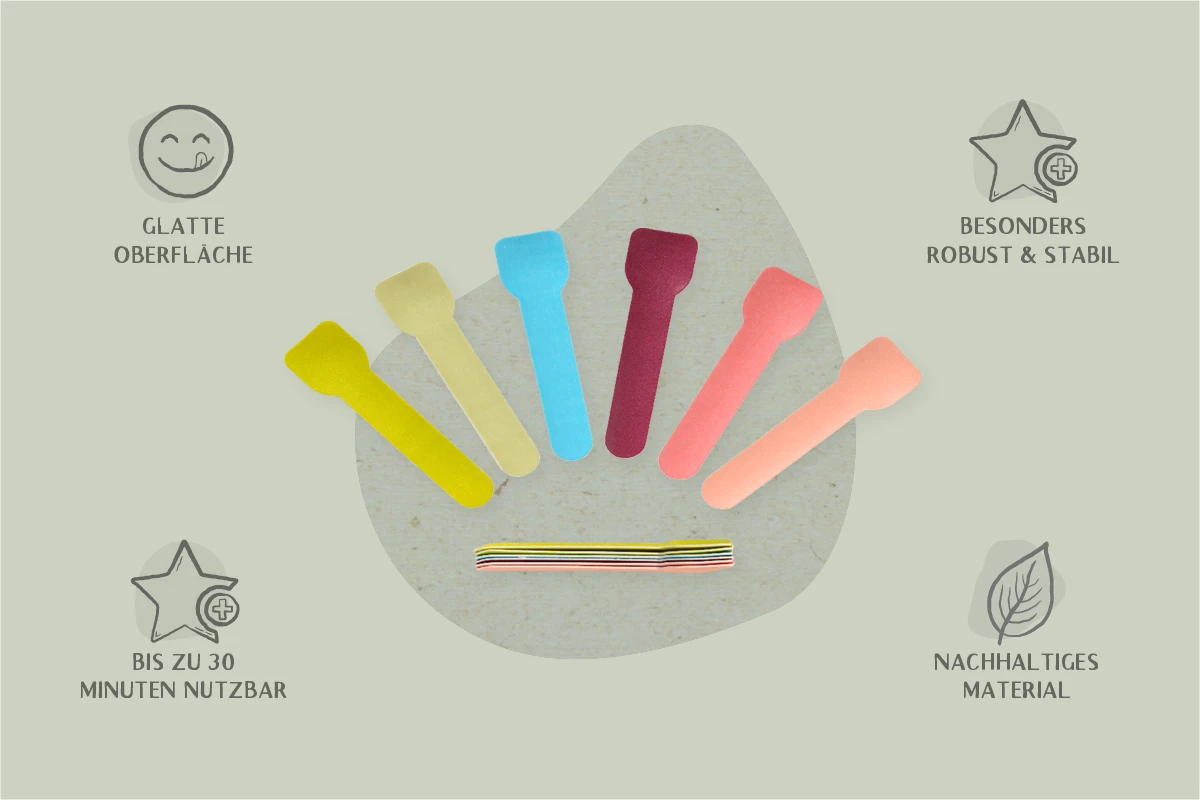 Papp-Löffel / Spatel, bunt, L 9,5 x B 2,6 cm, 9-lagig (6.000er Karton)