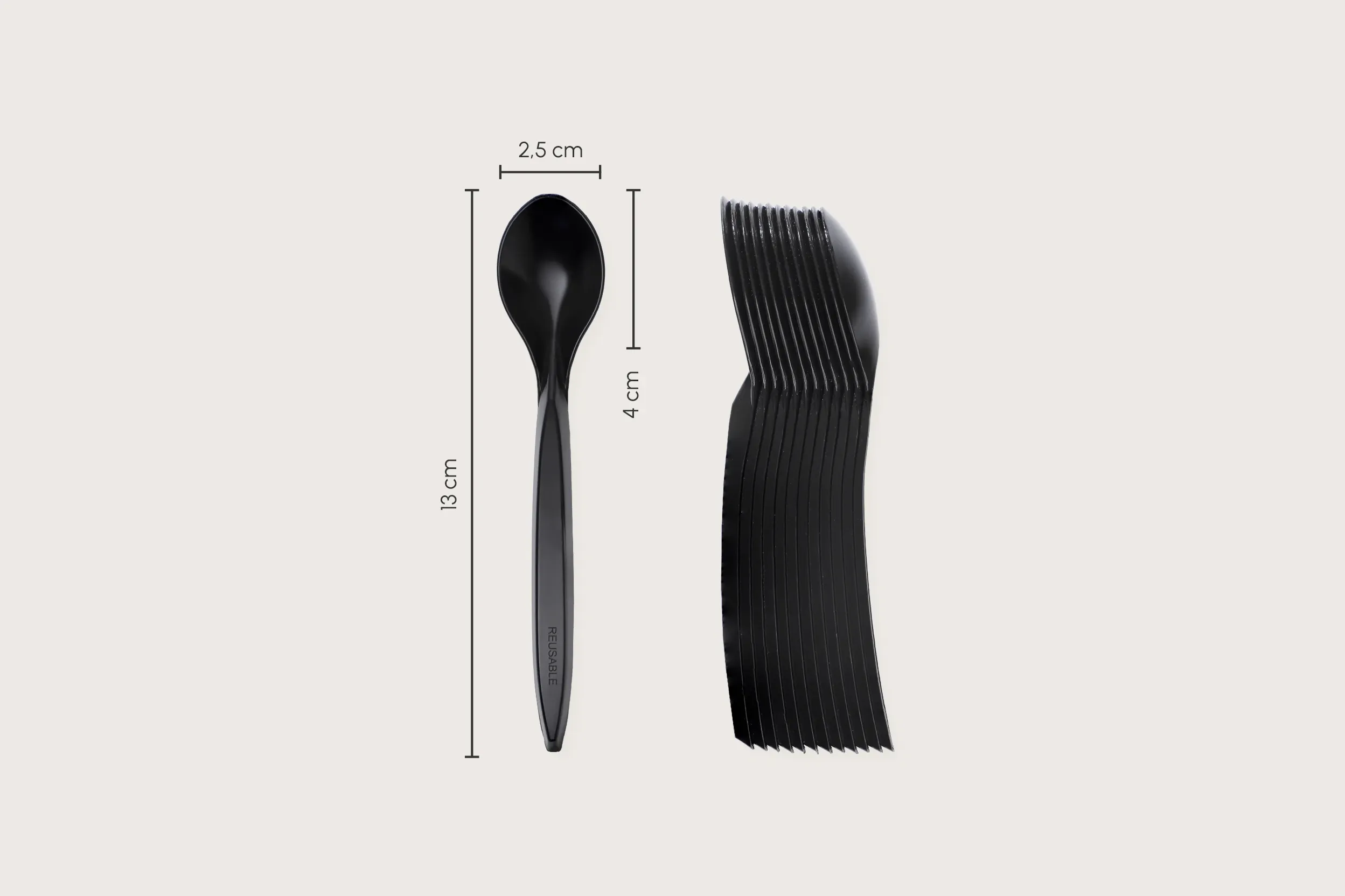 Mehrweg-Dessertlöffel, schwarz, 13 cm, aus PS (2.000er Karton)