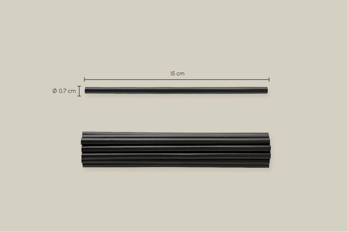 Mehrweg-Trinkhalm, schwarz, Ø 0,7 x H 15 cm, aus PS (7.000er Karton)