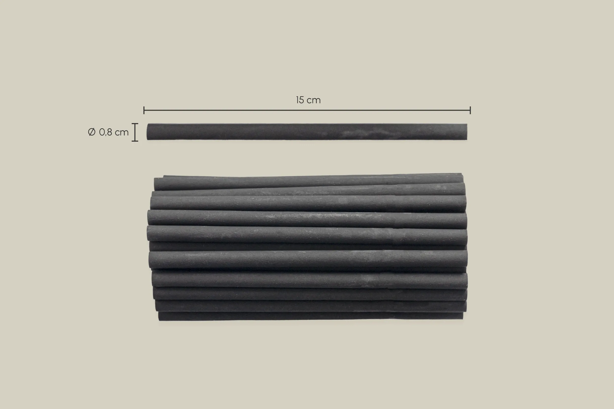 Mehrweg-Trinkhalm, schwarz, Ø 0,8 x H 15 cm, aus Pflanzenfasern (5.000er Karton)