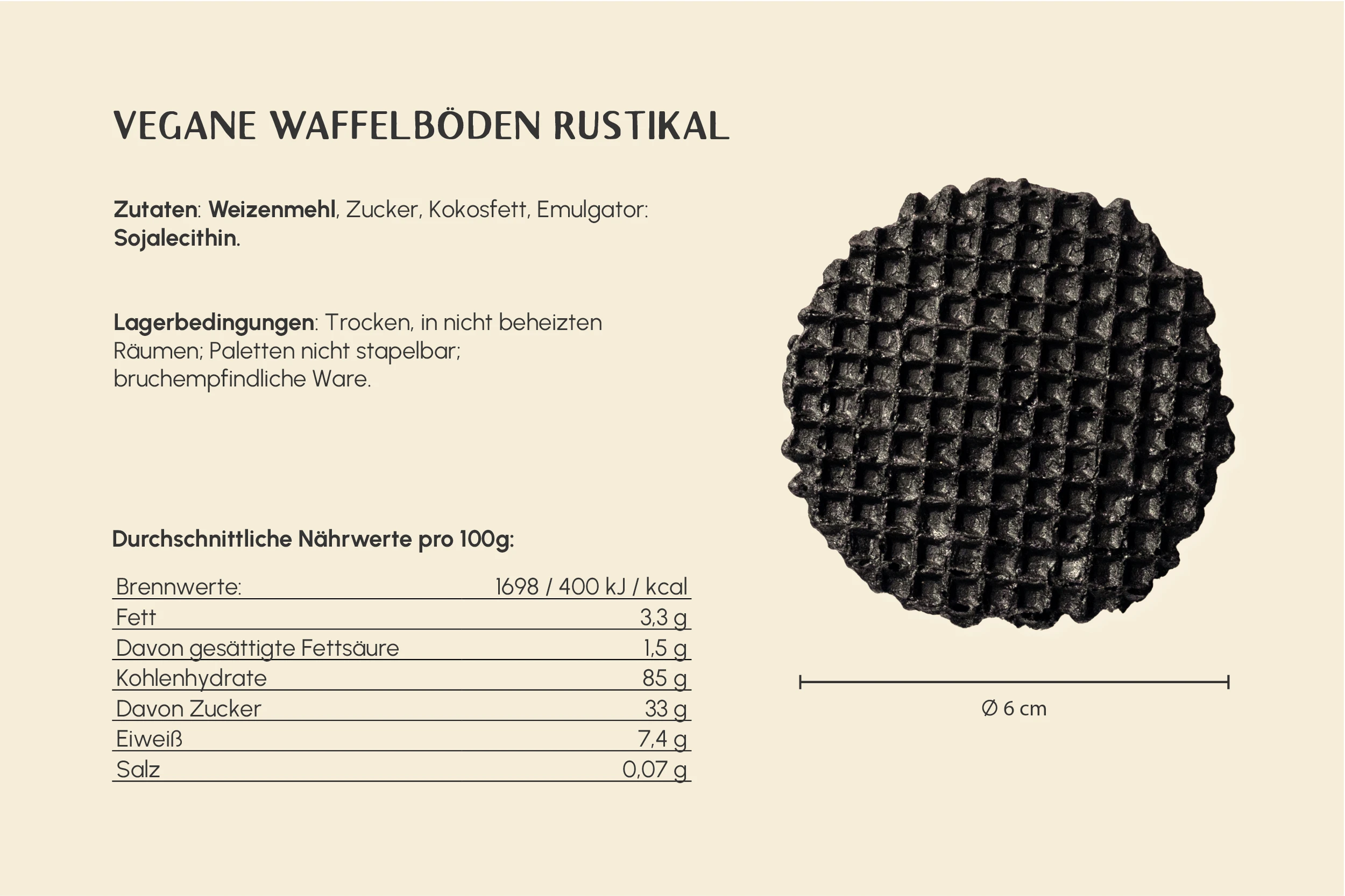 Krossis Süße Rundwaffeln, schwarz, Ø 6 cm, Kt. Nr. 17S (1.000er Karton)