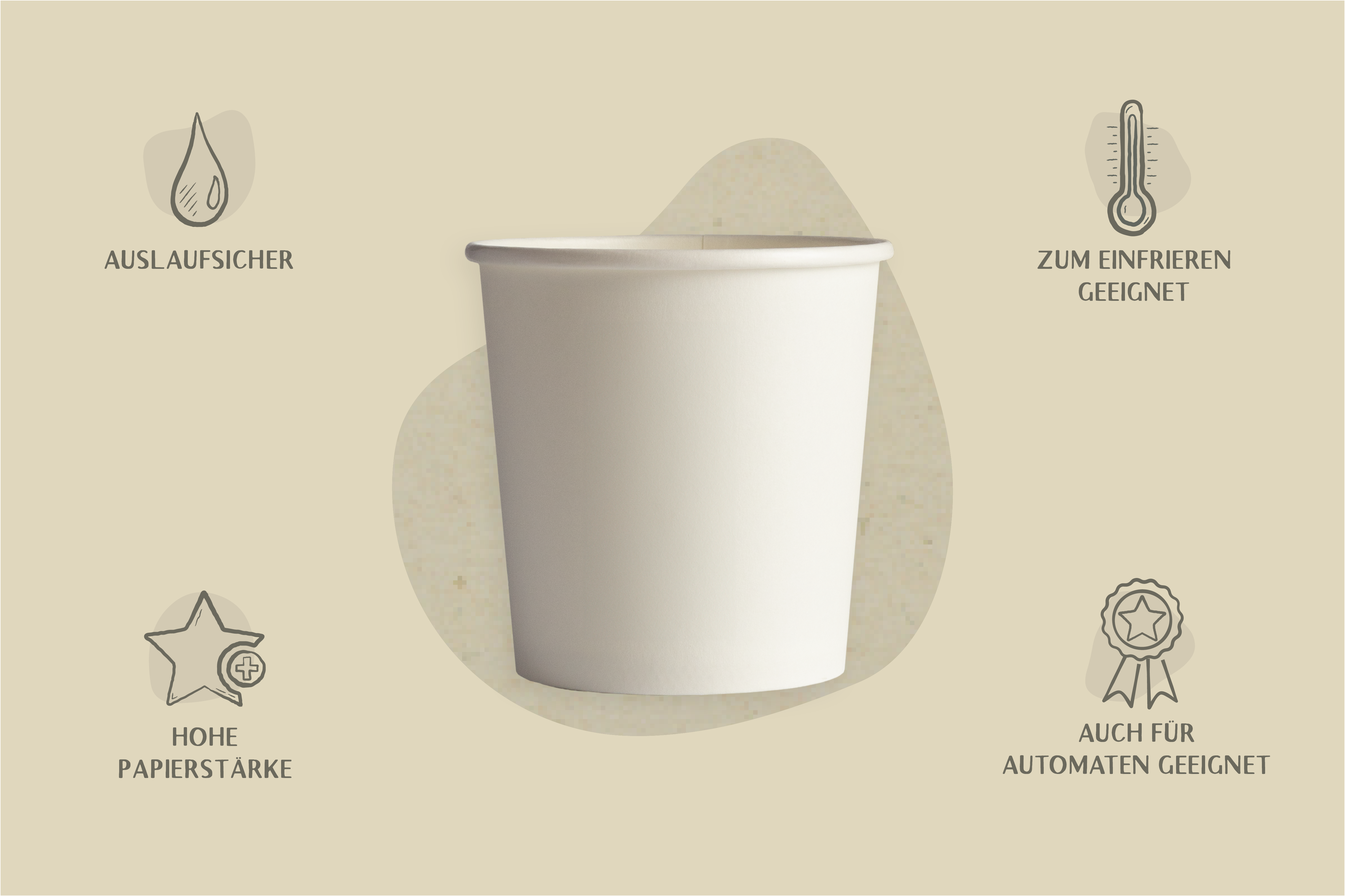Papp-Eisbecher, unbedruckt, weiß, 330 ml, Ø oben 9 x Ø unten 7,3 x H 8,7 cm, Beidseitige PE-Beschichtung (1.000er Karton)