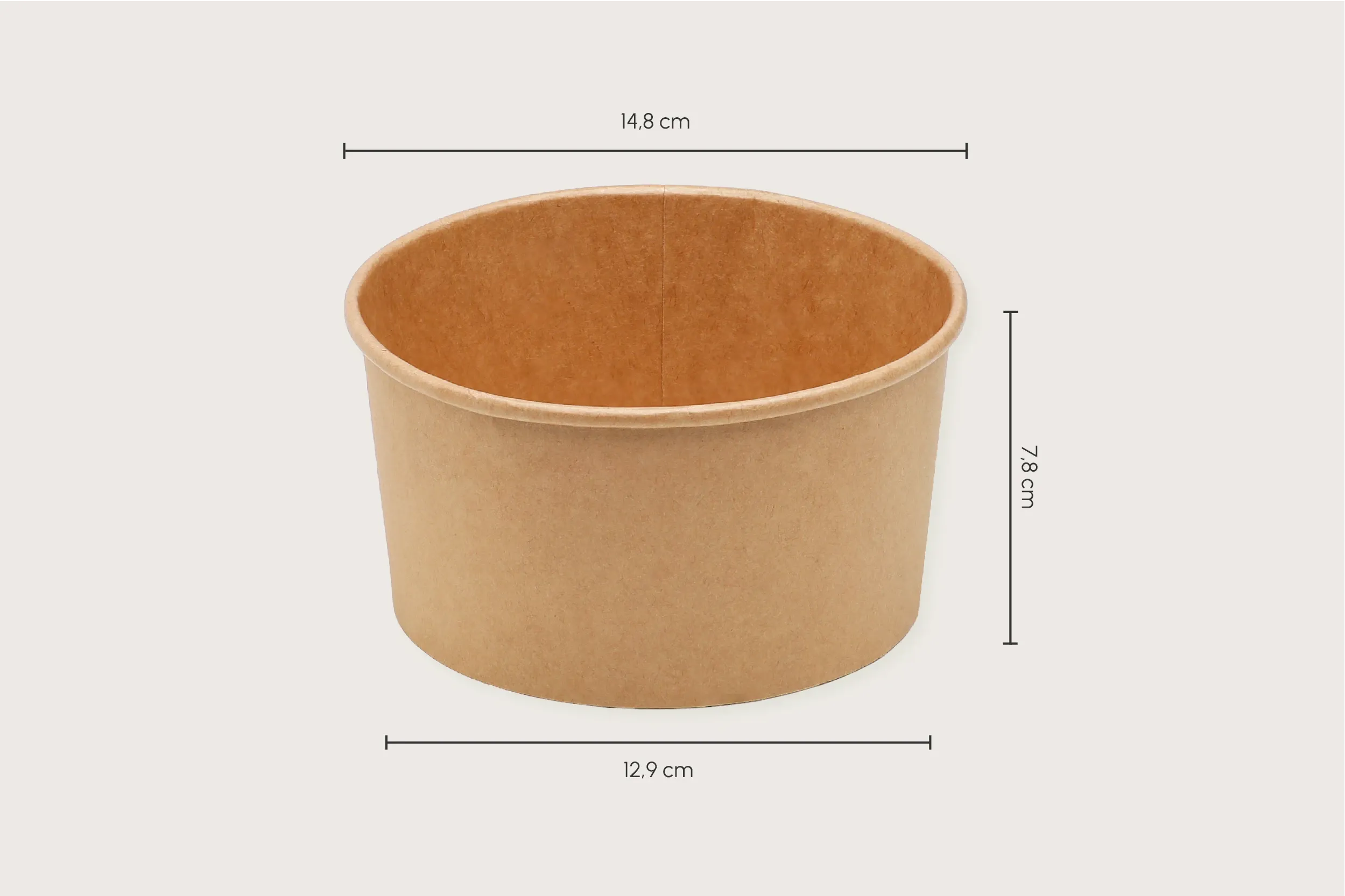 Papp-Salatschale GET GREEN, braun, rund, 1.000 ml, Ø oben 15 x Ø unten 13 x Höhe 7,7 cm, mit PE-Beschichtung, matt (300er Karton)
