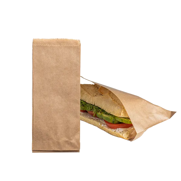Hot-Dog- / Baguettebeutel, 2-seitig offen, 9 x 21 cm, Kraftpapier fettdicht (1000er Karton)