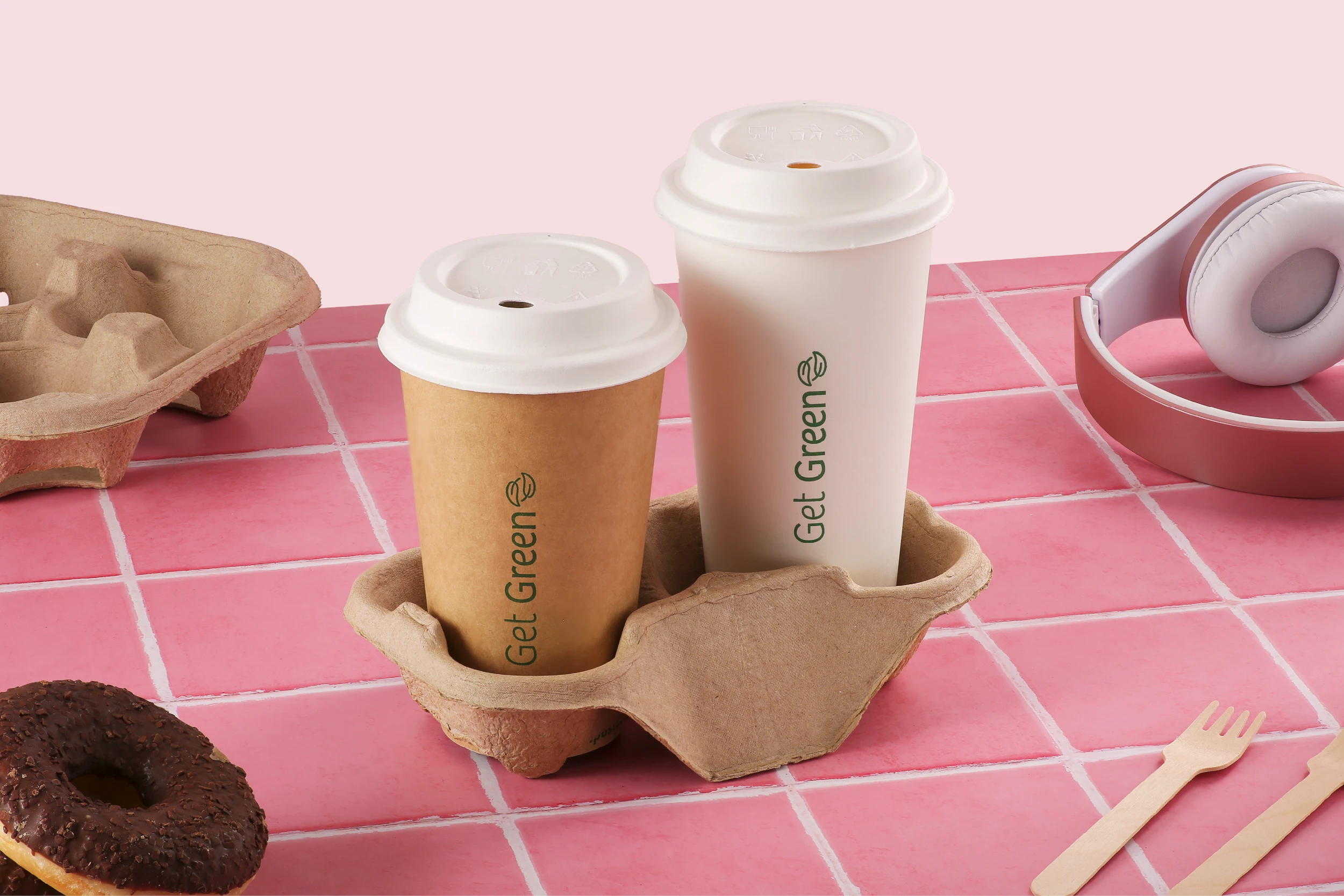 Cup-Carriere 2-Cups, Pappe, braun, L 21 x B 11 x H 4 cm (360er Karton)