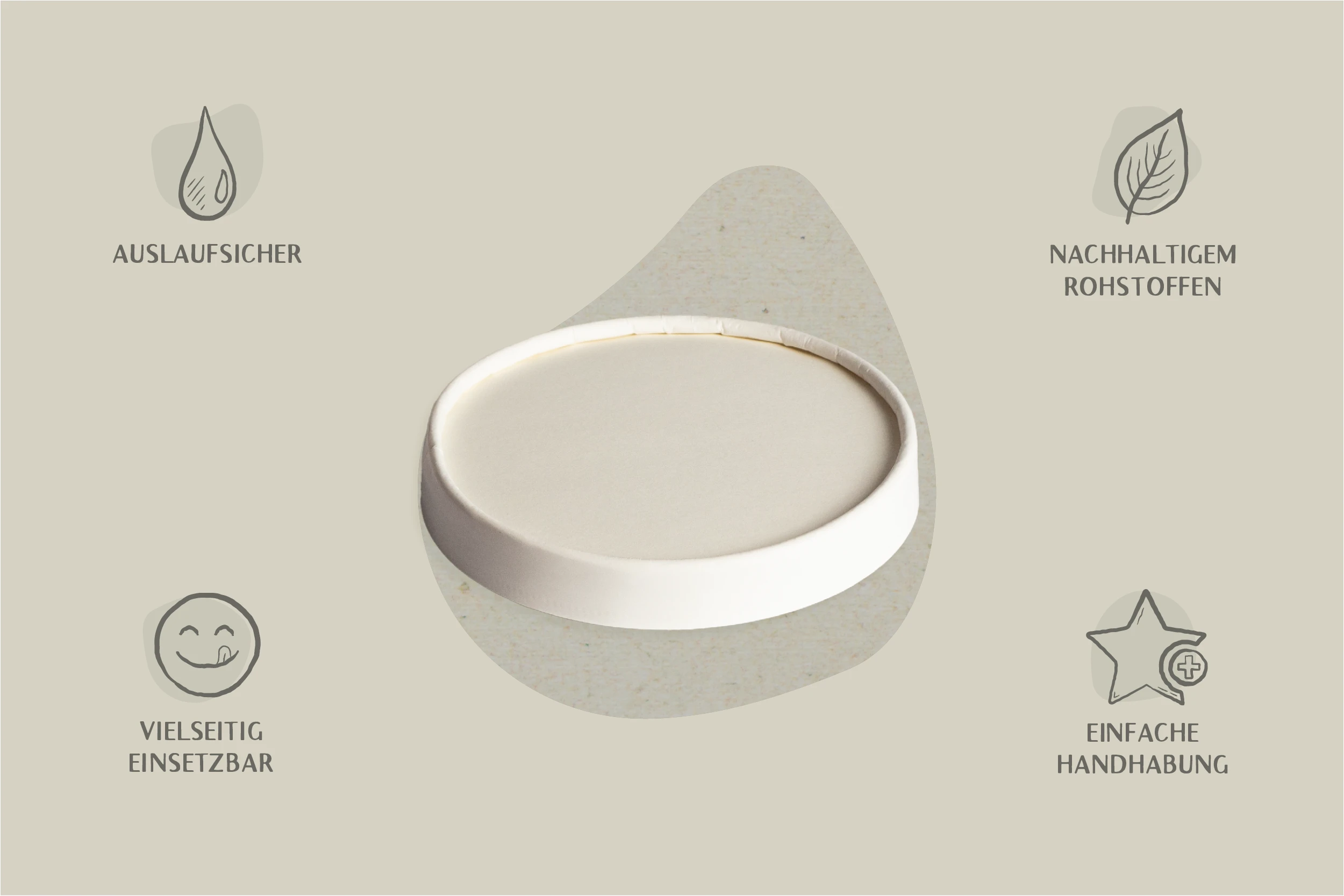 Papp-Deckel für 210ml Eisbecher, weiß, Ø8,5cm, Beidseitige PE-Beschichtung (1.000er Karton)