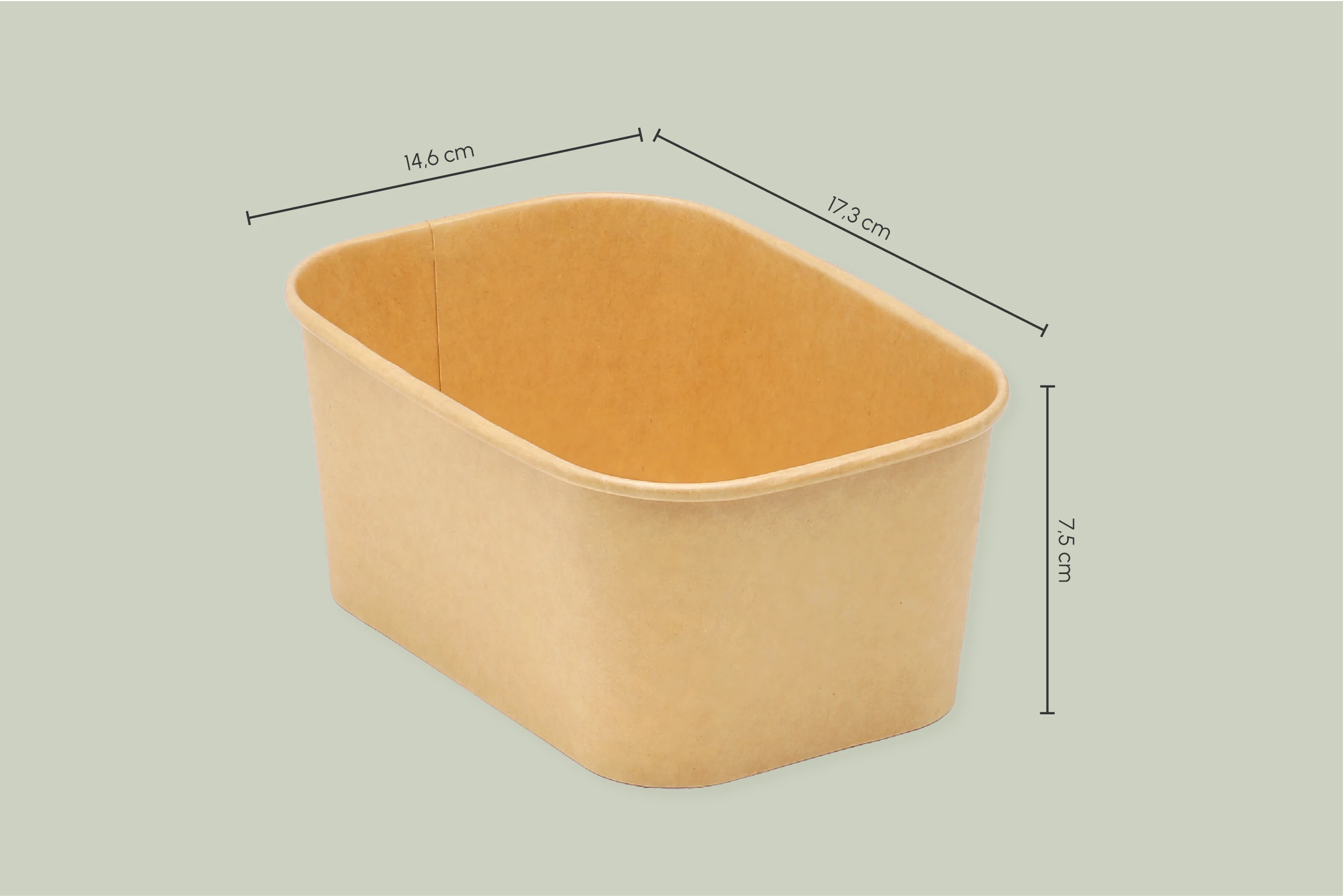 Papp-Salatschale GET GREEN, braun, eckig, 1.000 ml, L 17,3 x B 12,4 x H 8,2 cm, mit PE-Beschichtung, matt (300er Karton)