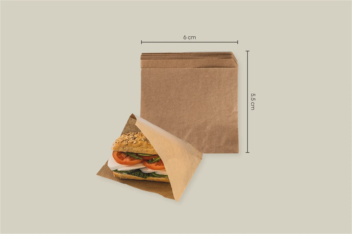 Papp-Snacktasche, braun, L 15 x B 16 cm, 2-seitig offen, Kraft, fettdicht (1.000er Karton)