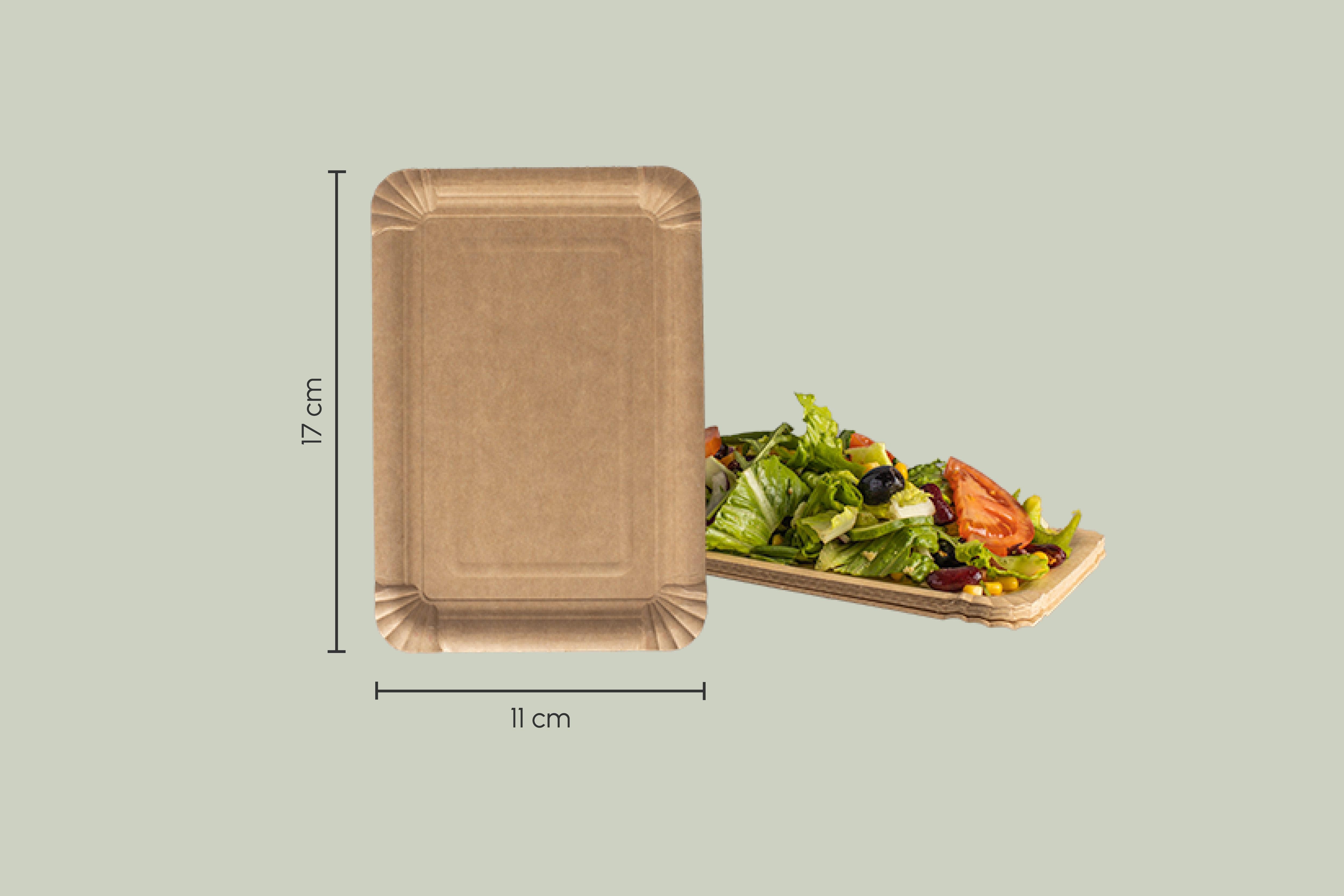 Pappteller, 11 x 17 cm, eckig, braun (1500er Karton)