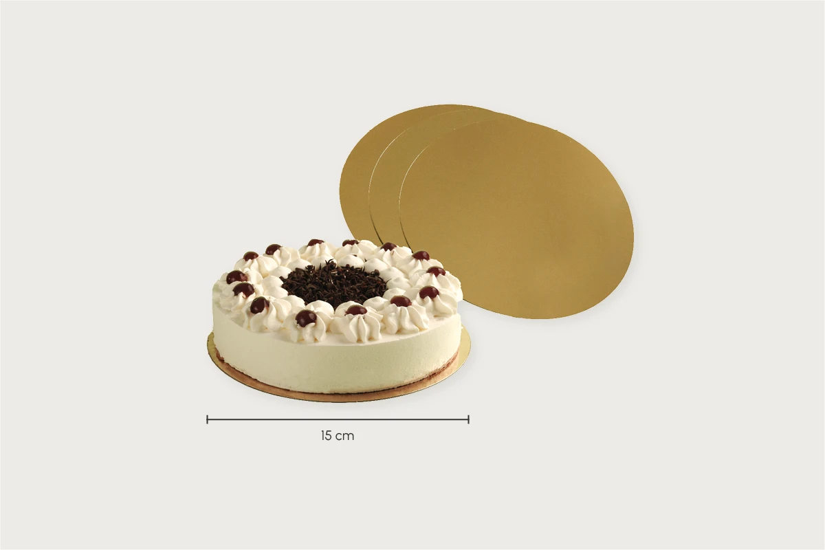 Tortenunterlagen, goldkaschiert, rund, Ø 15 cm (100er Karton)
