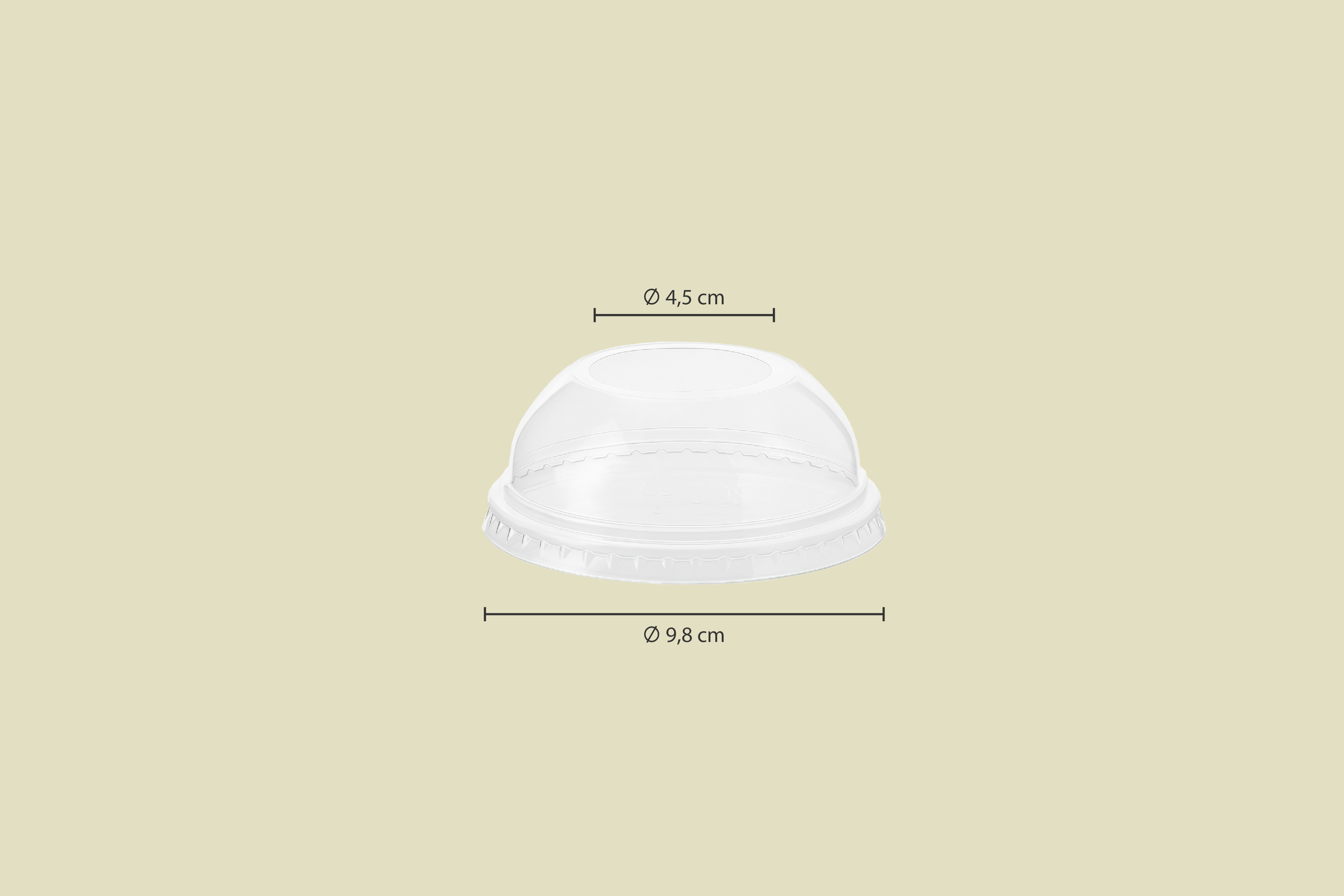 PET-Dom-Deckel mit breitem Loch, transparent, Ø 9,8 cm (1.000er Karton)