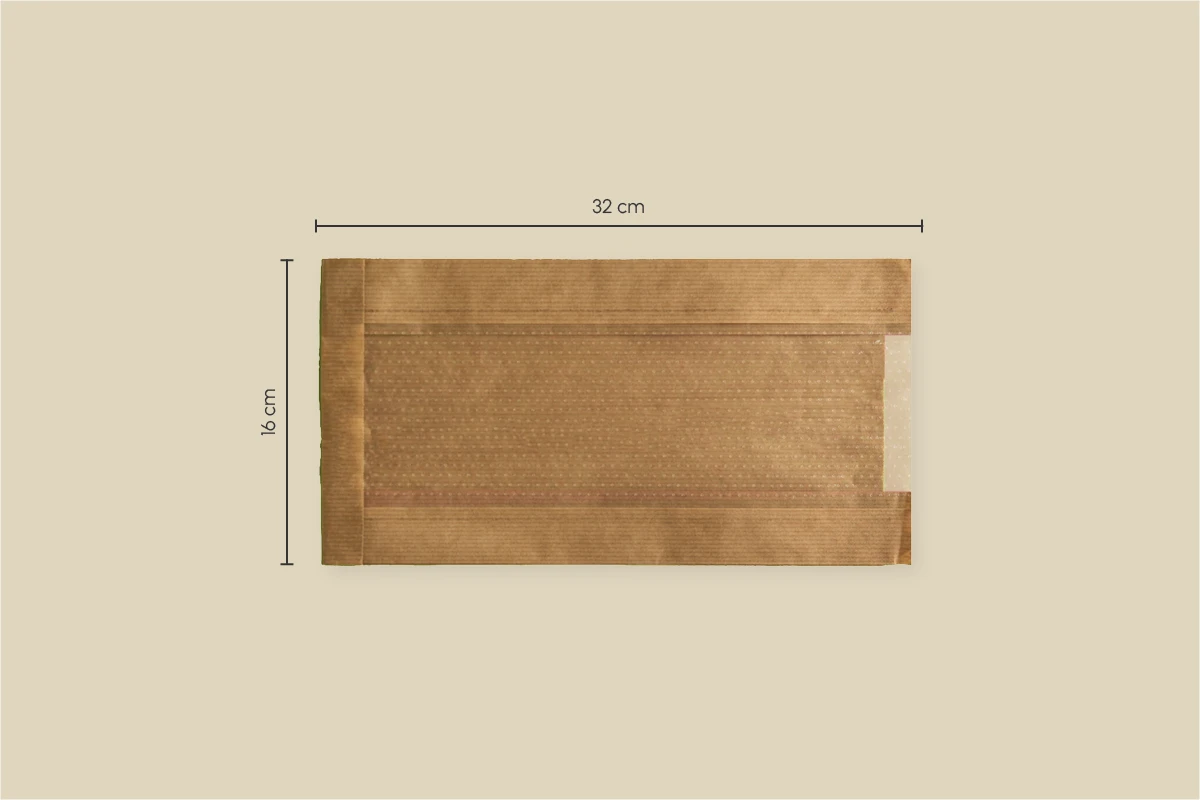 Beutel mit Sichtfenster, braun, 16 x 32 cm (1.000er Karton)