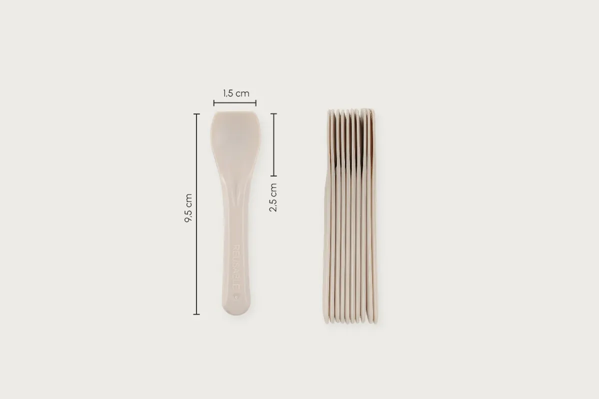 Mehrweg-Eislöffel, sandfarbig, 9,5 cm, aus PS (6.150er Karton)