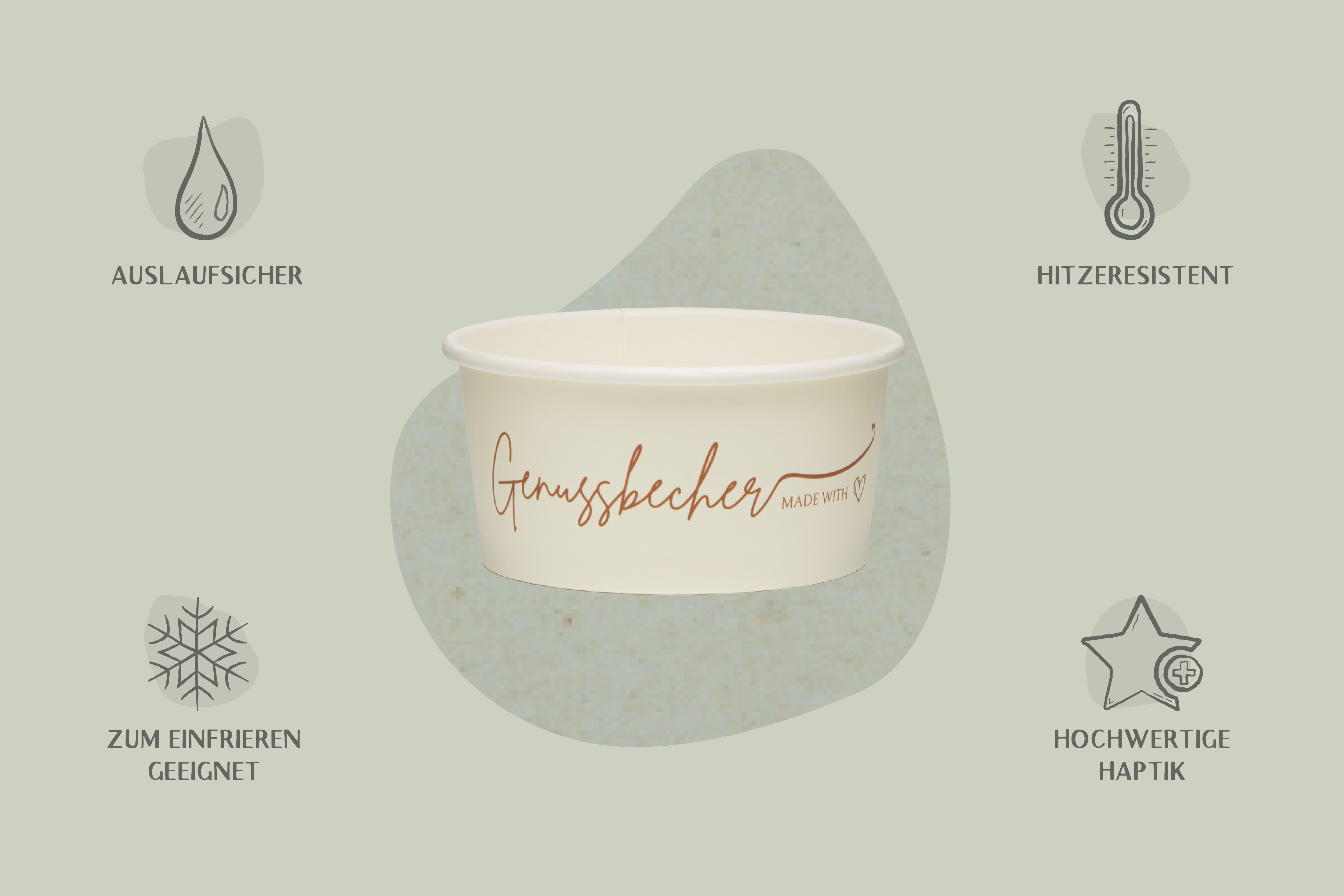 Papp-Eisbecher, Genussbecher, 160 ml, Ø oben 9 x Ø unten 7,4 x Höhe 4,3 cm, Beidseitige PE-Beschichtung, matt (1.000er Karton)