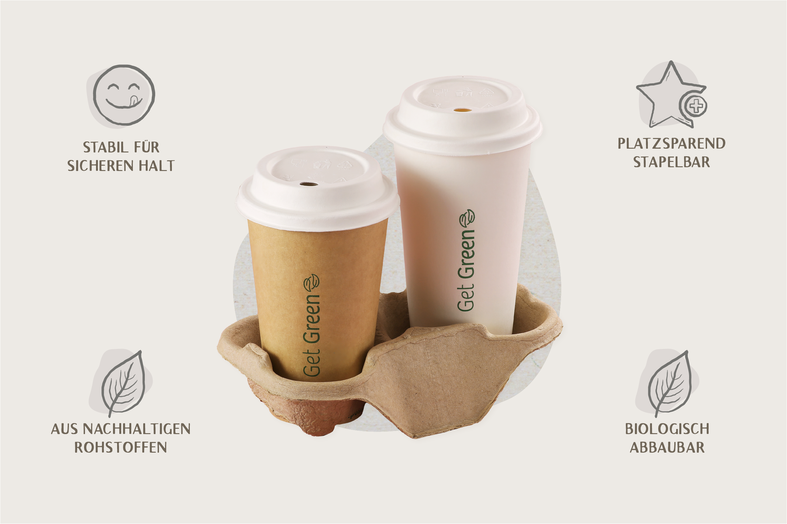 Cup-Carriere 2-Cups, Pappe, braun, L 21 x B 11 x H 4 cm (360er Karton)