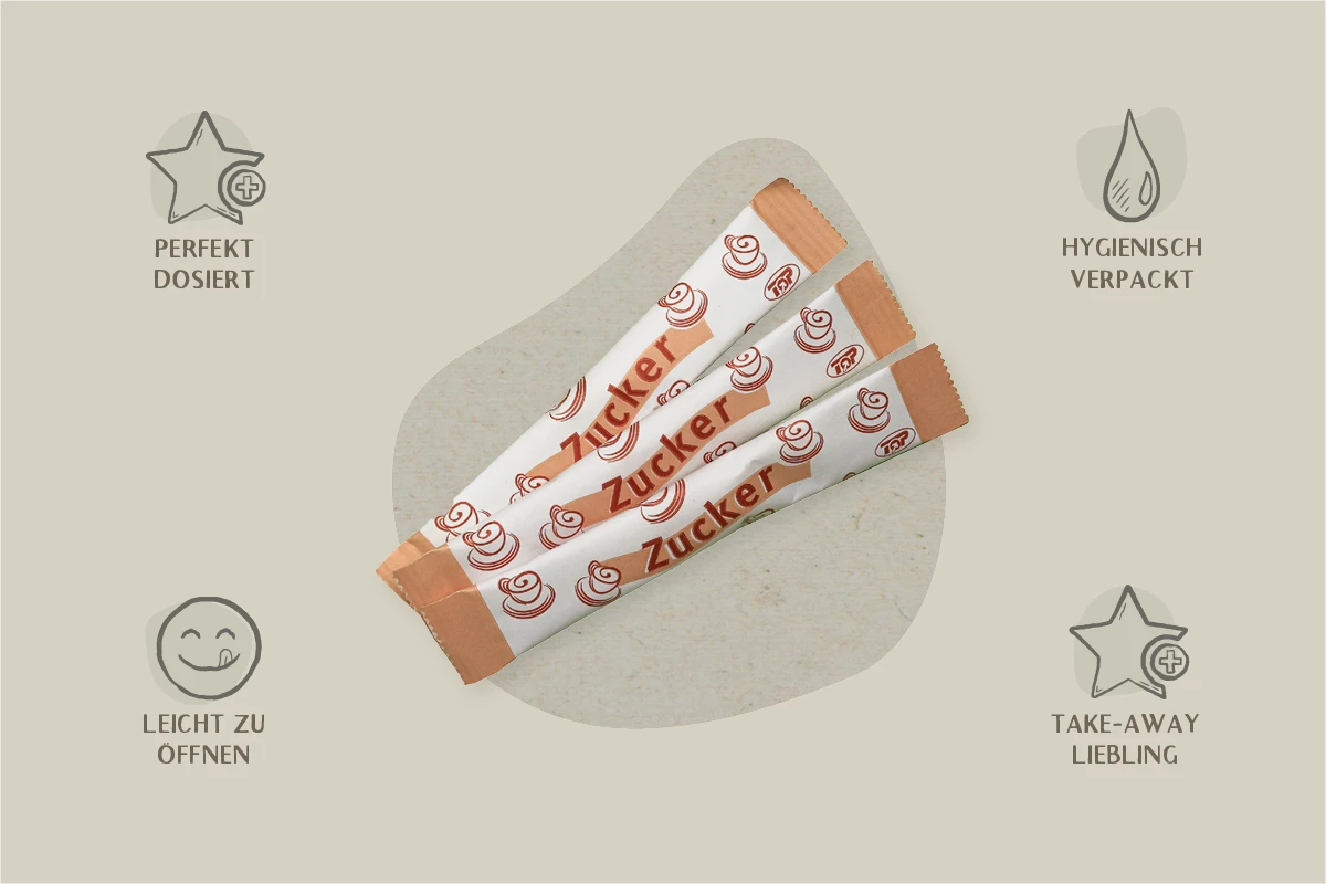 Portionspackung Zucker, einzeln verpackt, 3,6 g, Zuckersticks (2.000er Karton)