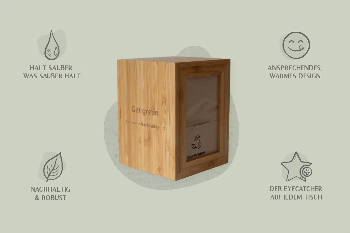 Serviettenspender aus Bambus, L 10,5 cm x B 10,5 cm x H 14 cm