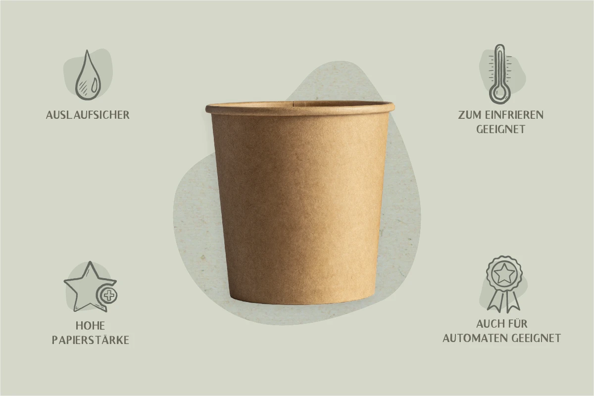 Papp-Eisbecher, braun, 160 ml, 6,9 x 5,3 x H6,9cm, PE-Beschichtung, matt (1000er Karton)