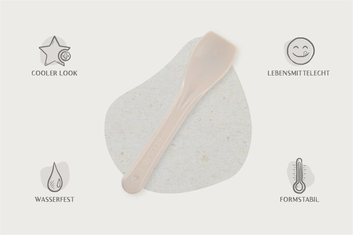 Mehrweg-Eislöffel, sandfarbig, 9,5 cm, aus PS (6.150er Karton)
