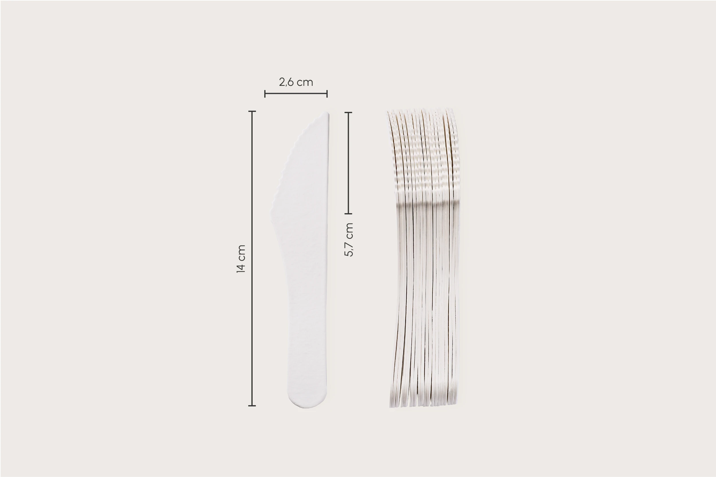 Papp-Messer, weiß, L 13,5 x B 2,6 cm, 9-lagig (1.000er Karton)