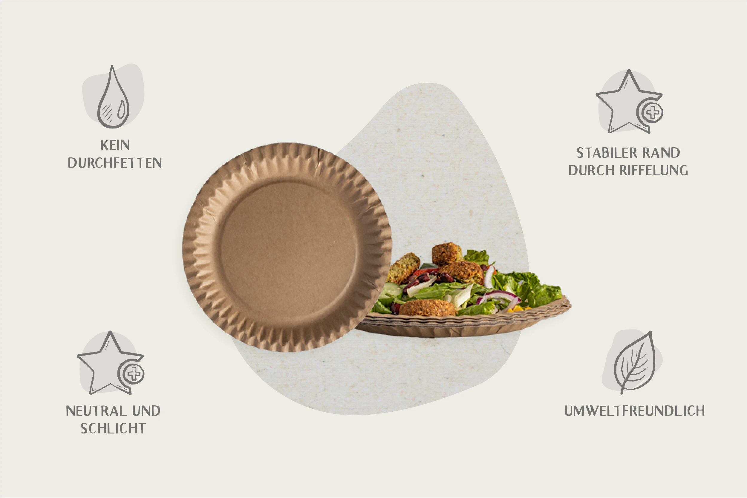 Papp-Teller, braun, rund, Ø 18 cm (1.000er Karton) Papp-Teller, braun, rund, Ø 18 cm (1.000er Karton)