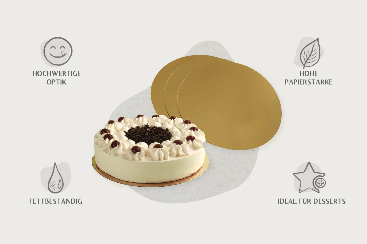 Tortenunterlagen, goldkaschiert, rund, Ø 15 cm (100er Karton)