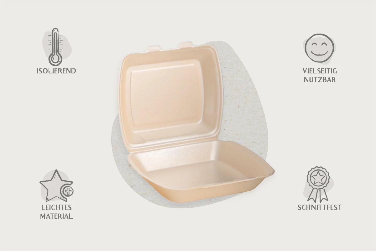Warmhalte-Menübox, beige, L 24,5 x B 21 x H 7,2 cm, laminiert aus XPS, ungeteilt (200er Karton) (200er Karton)