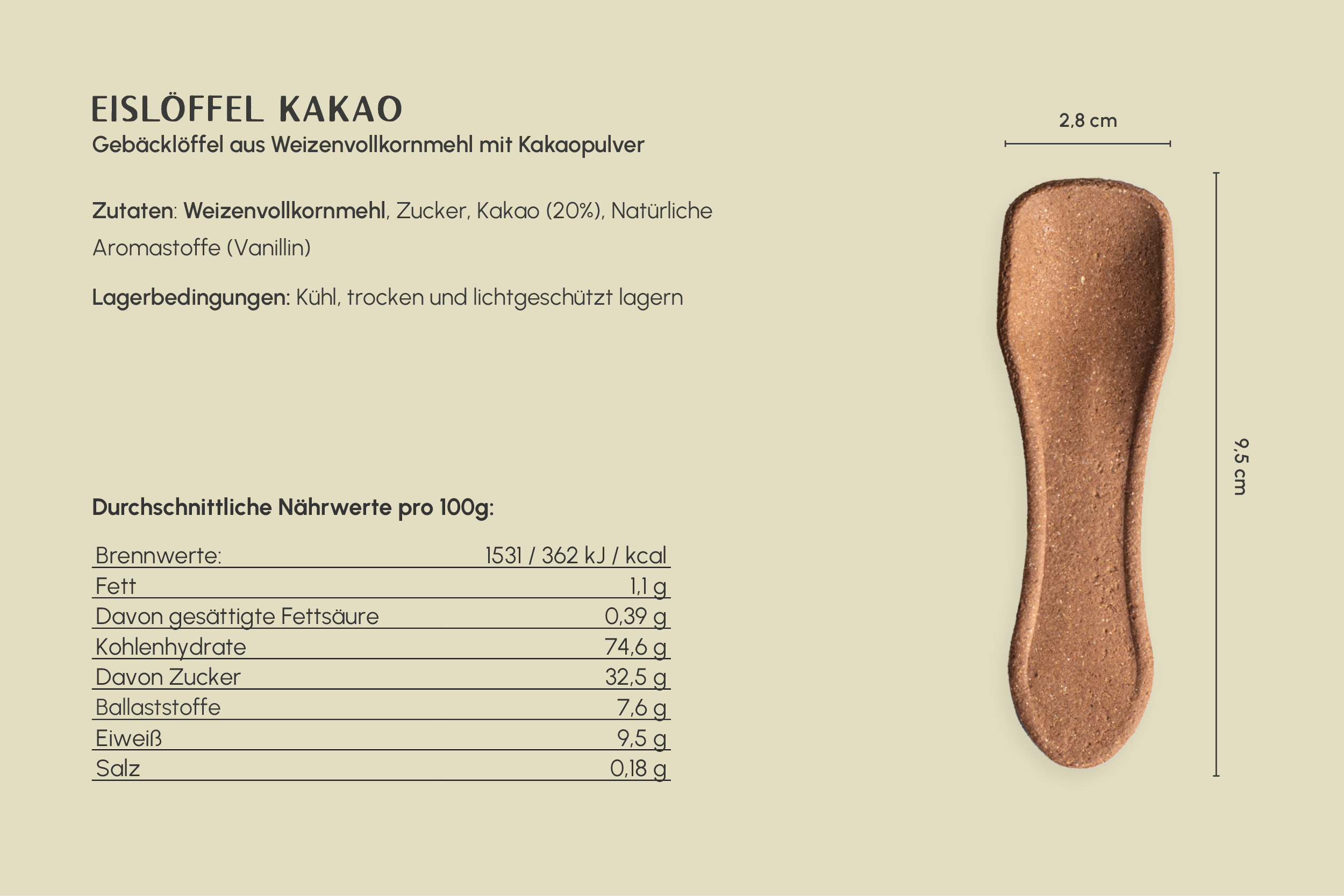 Essbarer Eislöffel, 9 cm, Kakao (2.000er Karton)