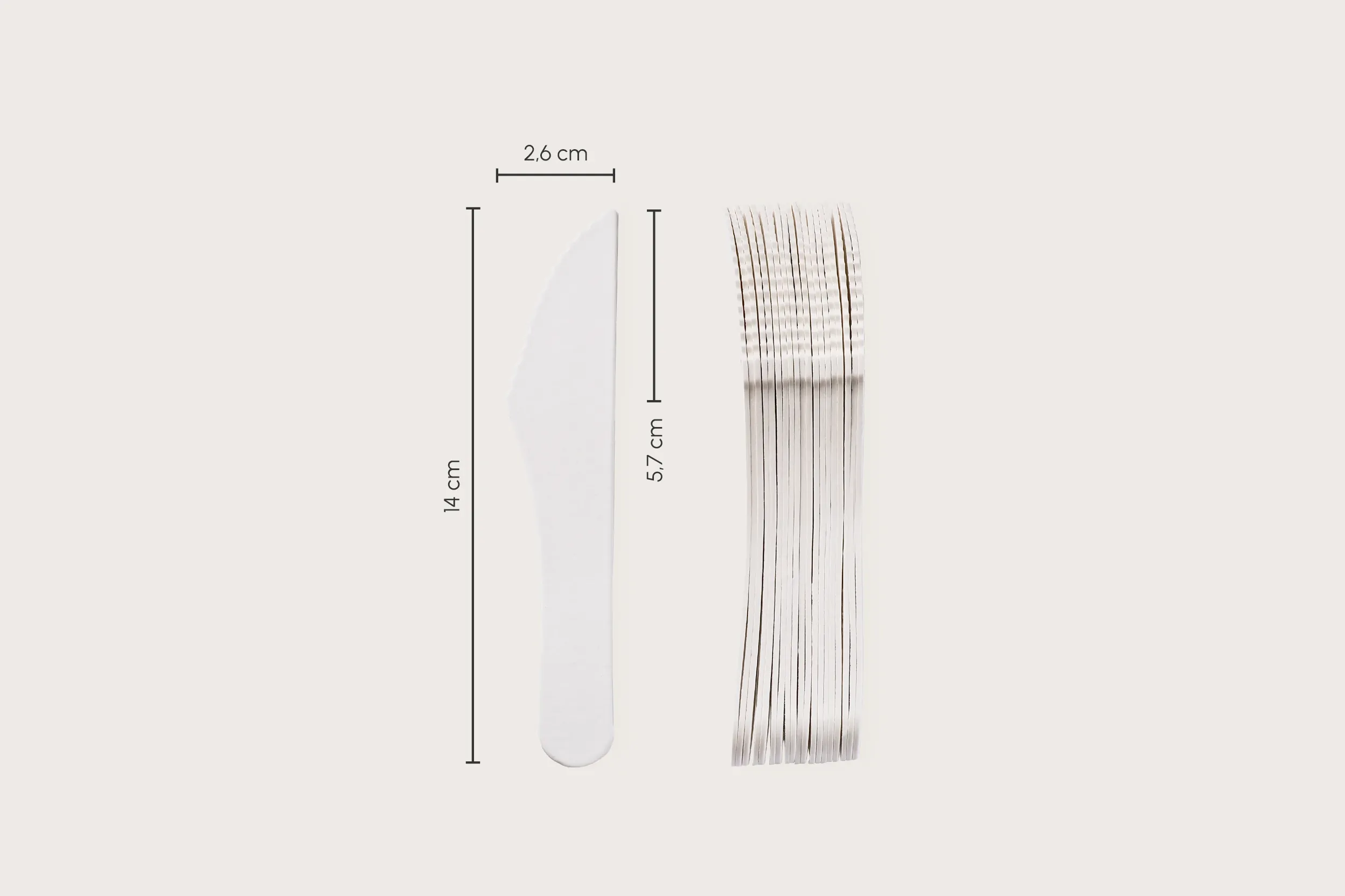 Papp-Messer, weiß, L 13,5 x B 2,6 cm, 9-lagig (1.000er Karton)