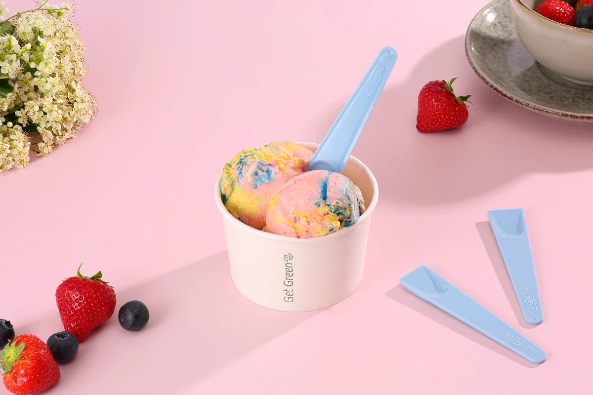 Mehrweg-Eislöffel, baby-blau, 9,5 cm, aus PS (2.300er Karton)