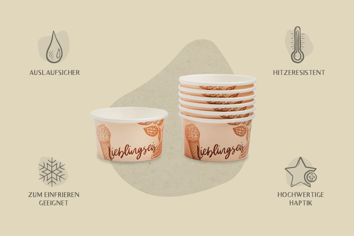 Papp-Eisbecher Lieblingseis, 120 ml, Ø oben 7,4 x Ø unten 6,2 x Höhe 4 cm, matt (1.000er Karton)