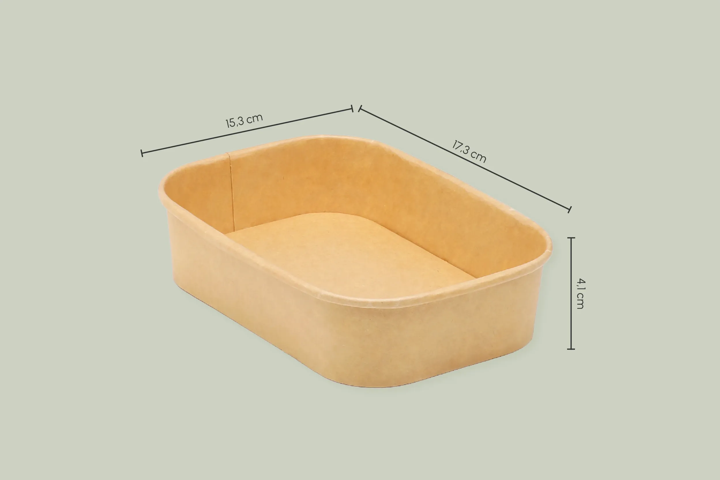 Papp-Salatschale GET GREEN, braun, eckig, 500 ml, L 17,3 x B 12,4 x H 4,5 cm, mit PE-Beschichtung, matt (300er Karton)