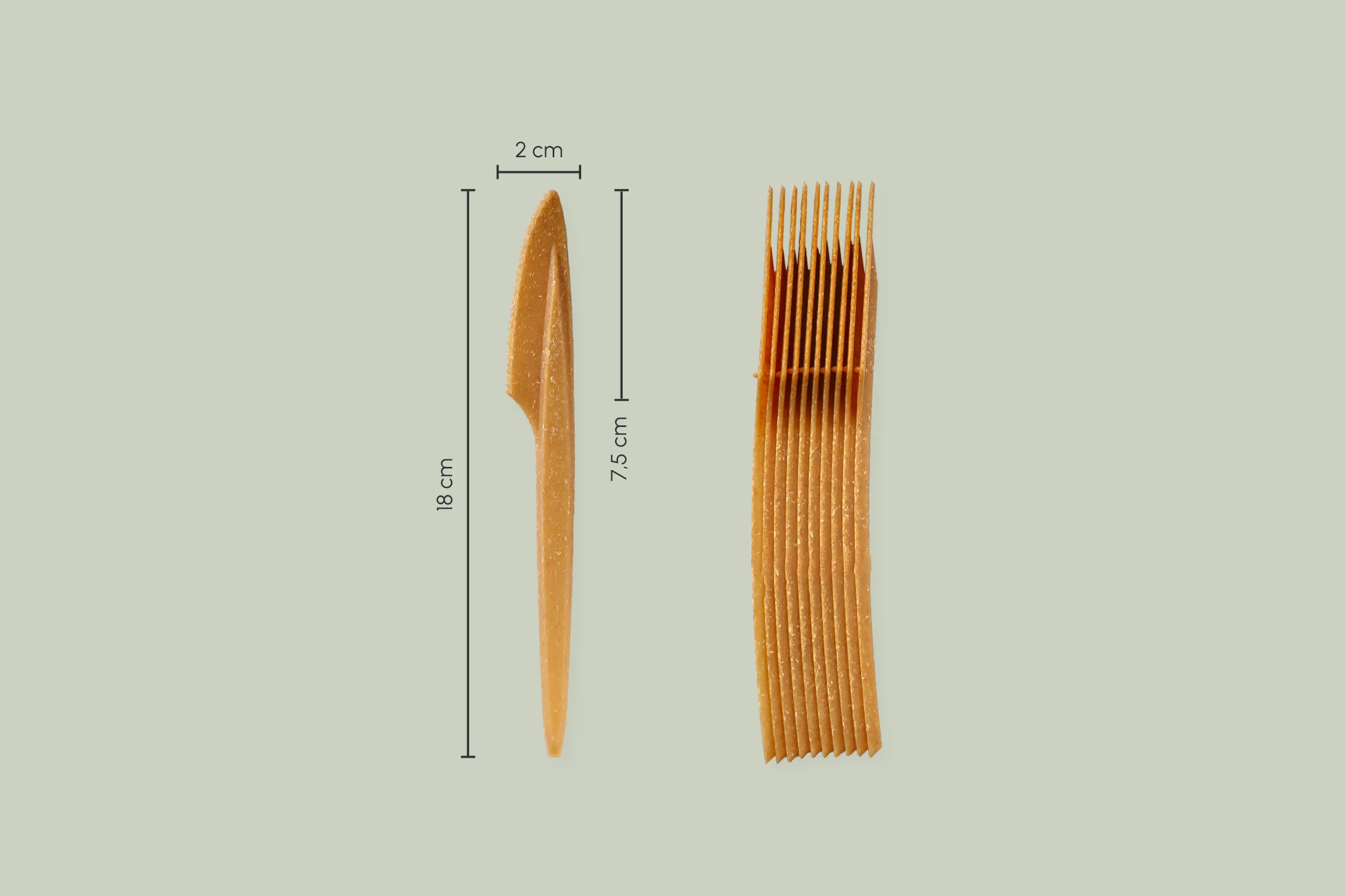Mehrweg-Messer, 17 cm, aus WPC (Holz-Polymer-Verbundwerkstoff) (2.000er Karton)