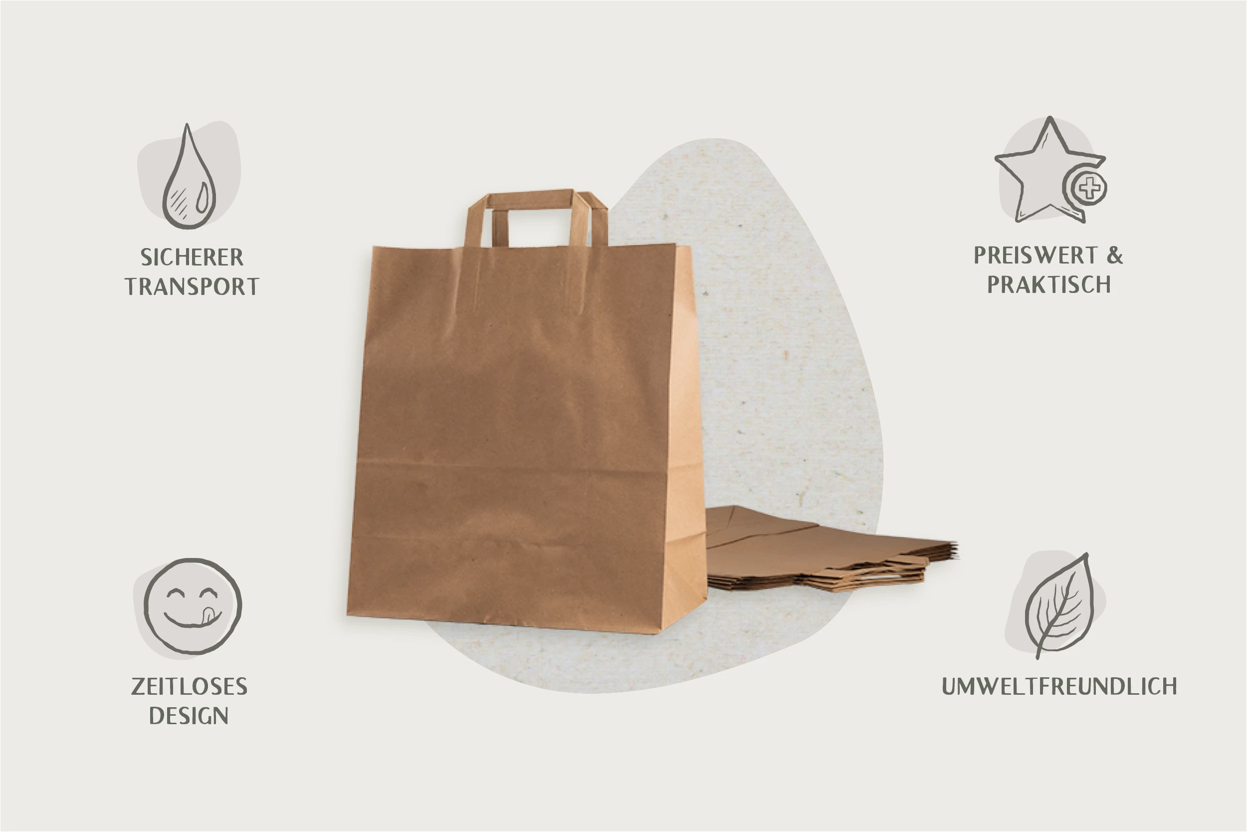 Papier-Tragetasche, braun, L 26 x B 17 x H 26 cm, 80 gr (250er Karton) Papier-Tragetasche, braun, L 26 x B 17 x H 26 cm, 80 gr (250er Karton)