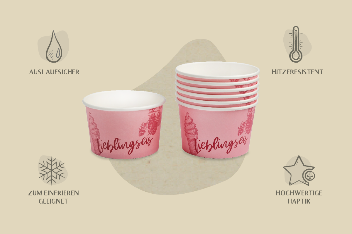 Papp-Eisbecher Lieblingseis, 290 ml, Ø oben 9,6 x Ø unten 8 x Höhe 5,8 cm (1.000er Karton)