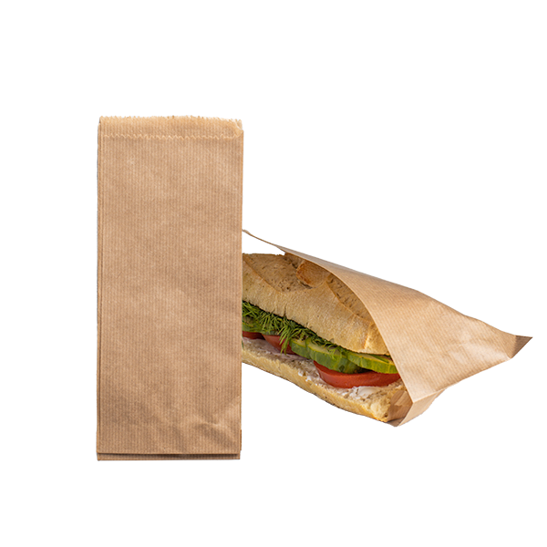 Hot-Dog- / Baguettebeutel, 2-seitig offen, 9 x 21 cm, Kraftpapier fettdicht (1000er Karton)