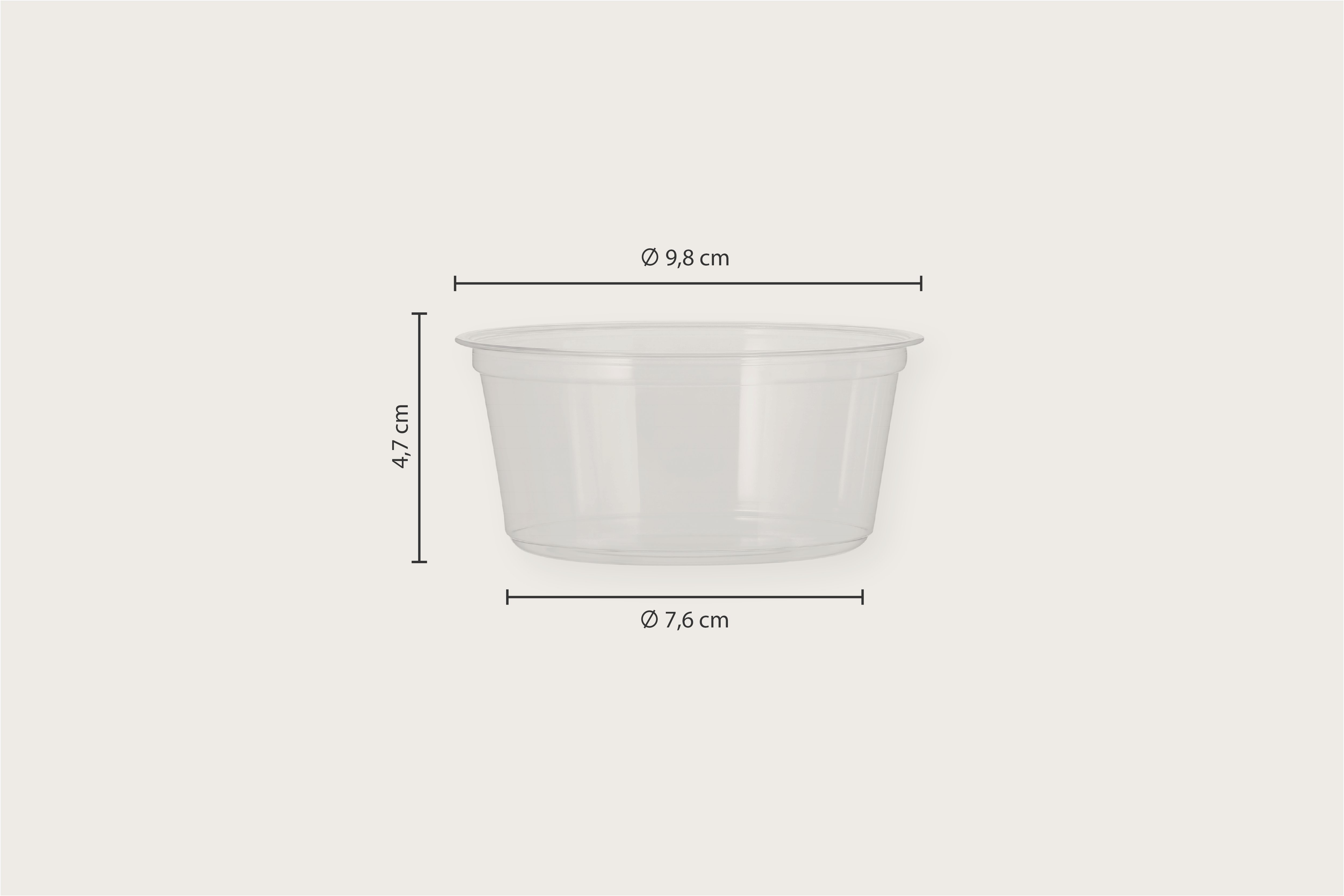PET-Dessertbecher, transparent, 220 ml, Ø oben 9,8 x Ø unten 7,6 x Höhe 4,7 cm (1.000er Karton)