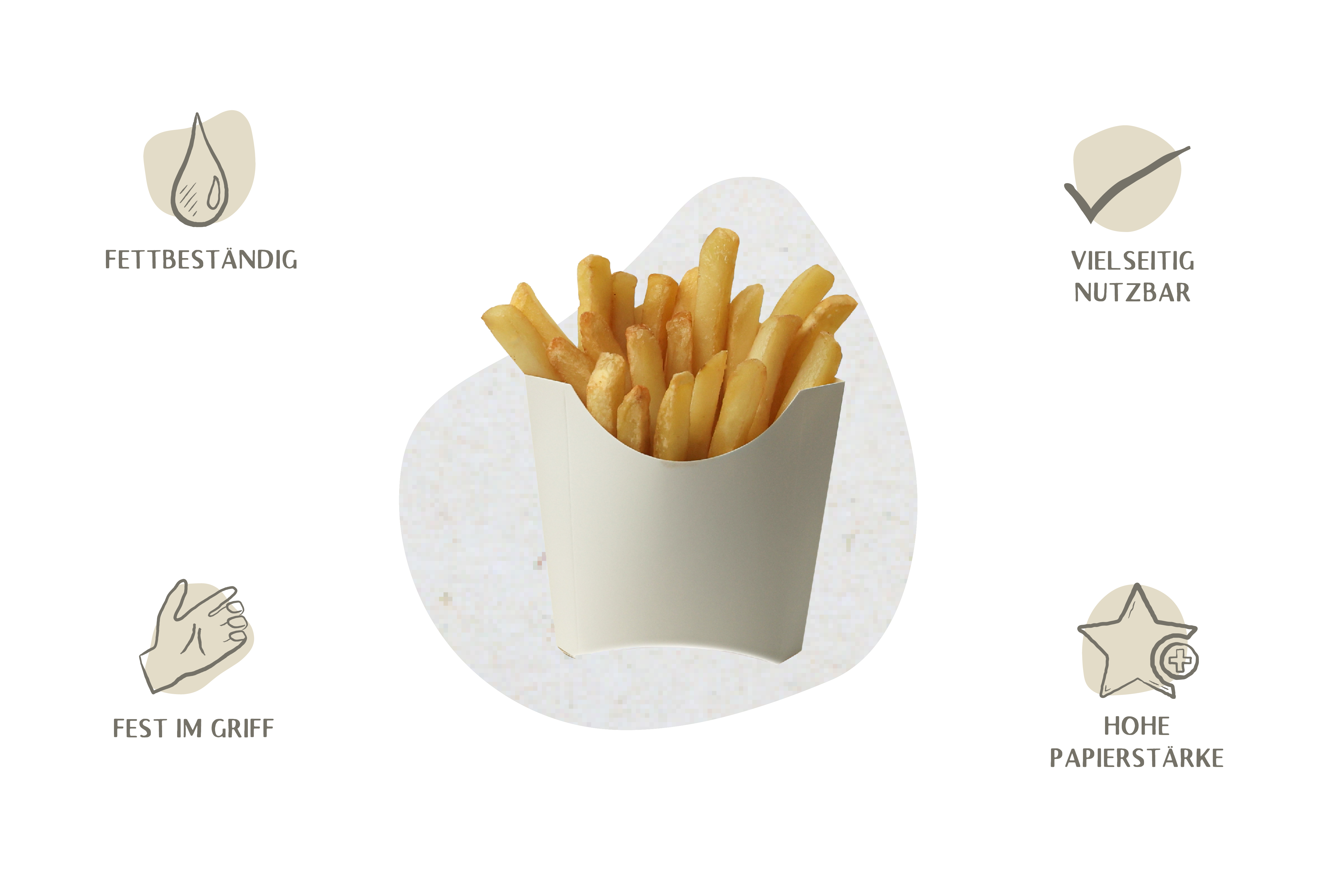 Pommes-Schütte, Weiß, unbedruckt (1.000 Stück)