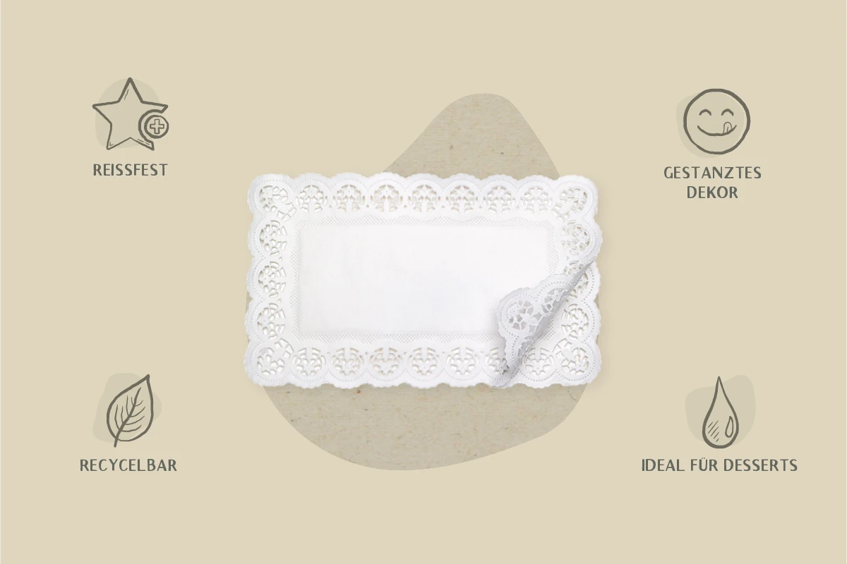 Tortenspitze, weiß, eckig, L 15 x B 24 cm (Spiegelgröße: L 8 x B 17 cm)(2.000er Karton)