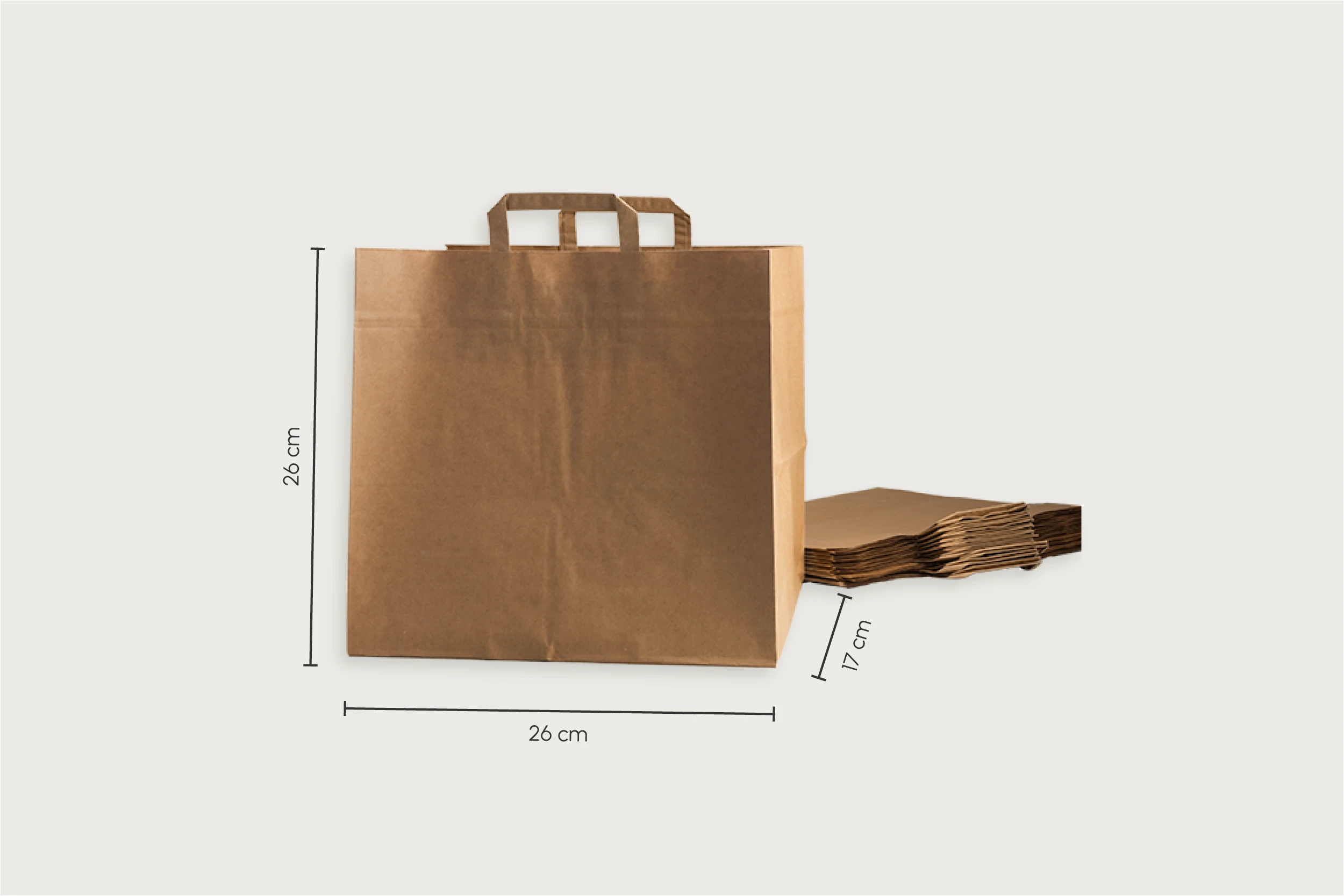 Papier-Tragetasche, braun, L 26 x B 17 x H 26 cm, 80 gr (250er Karton) Papier-Tragetasche, braun, L 26 x B 17 x H 26 cm, 80 gr (250er Karton)