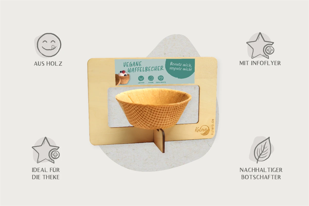 Holzdisplay für Waffelbecher