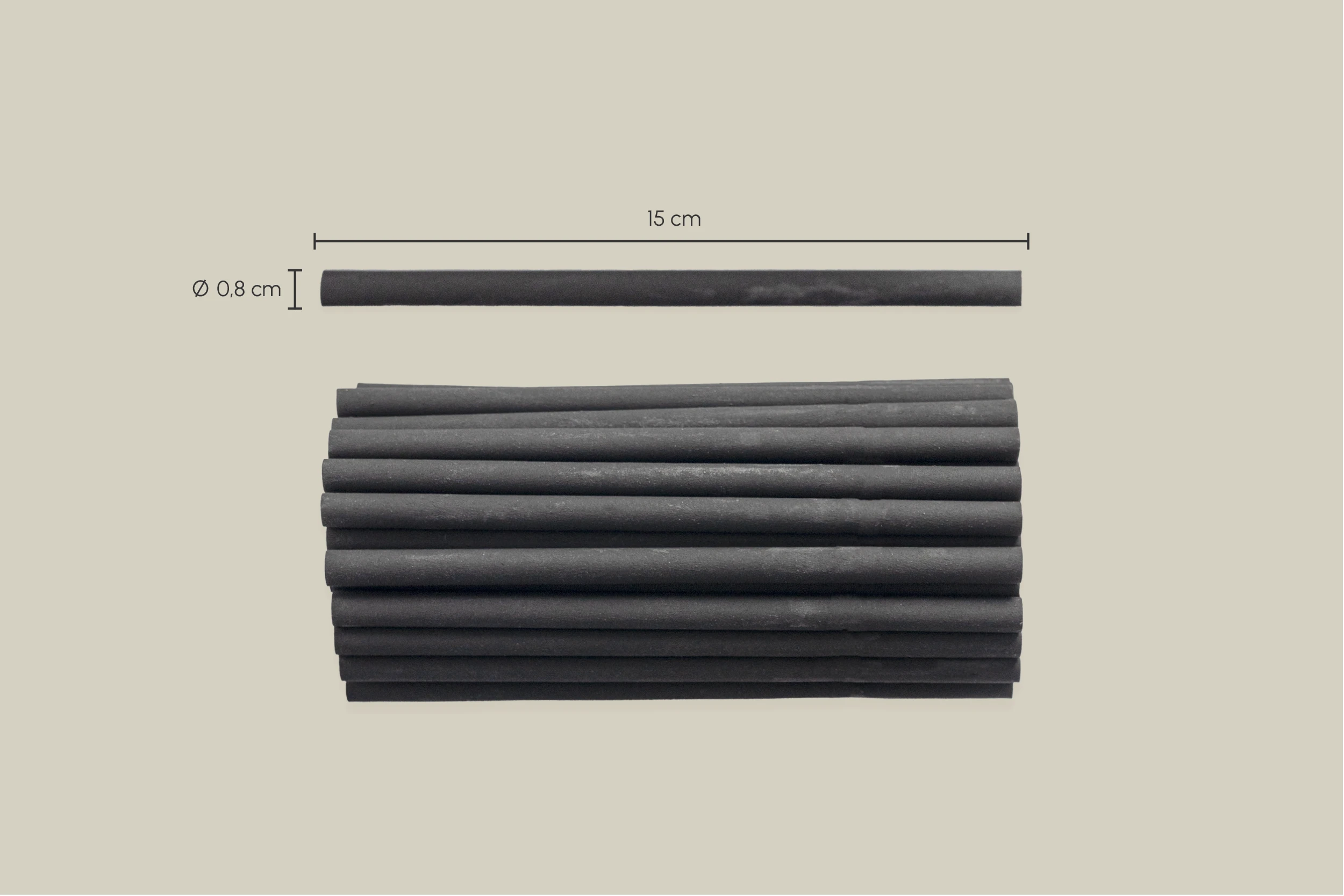 Mehrweg-Trinkhalm, schwarz, Ø 0,8 x H 15 cm, aus Pflanzenfasern (5.000er Karton)