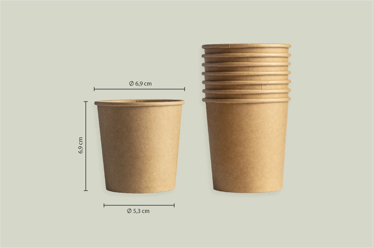 Papp-Eisbecher, braun, 160 ml, 6,9 x 5,3 x H6,9cm, PE-Beschichtung, matt (1000er Karton)